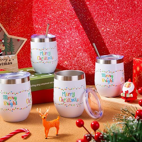 Miniatura 5 de 4 vasos de vino de Feliz Navidad, regalo de Navidad, Navidad, feliz día festivo, tazas de café para mujeres, mamá, esposa, hermana, taza aislada de