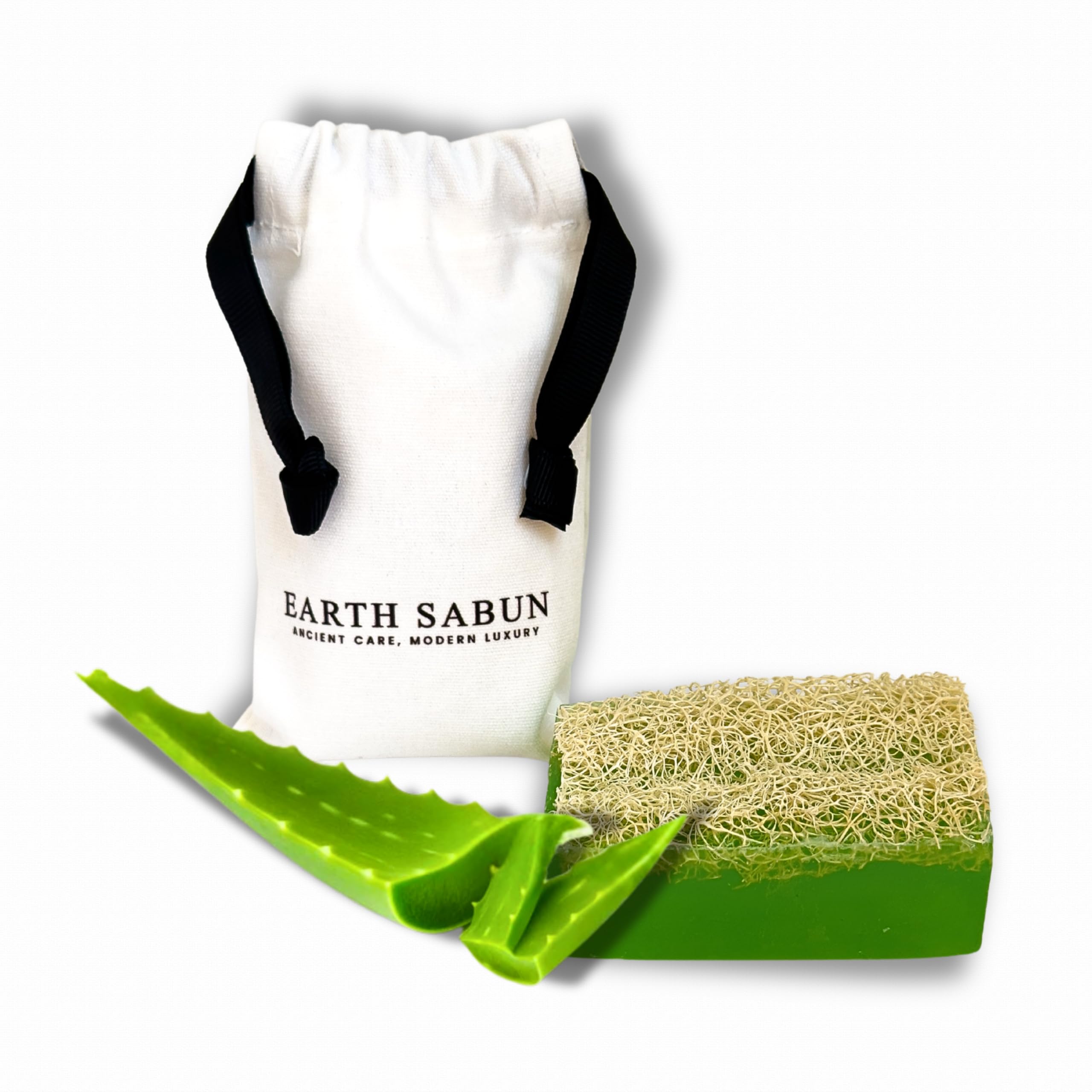 Earth Sabun Aloe Vera Pumpkin Loofah Bar - Natural Handmade Exfoliating Soap with Glycerin - Vegan Cleanser for Smooth Skin - 90g
