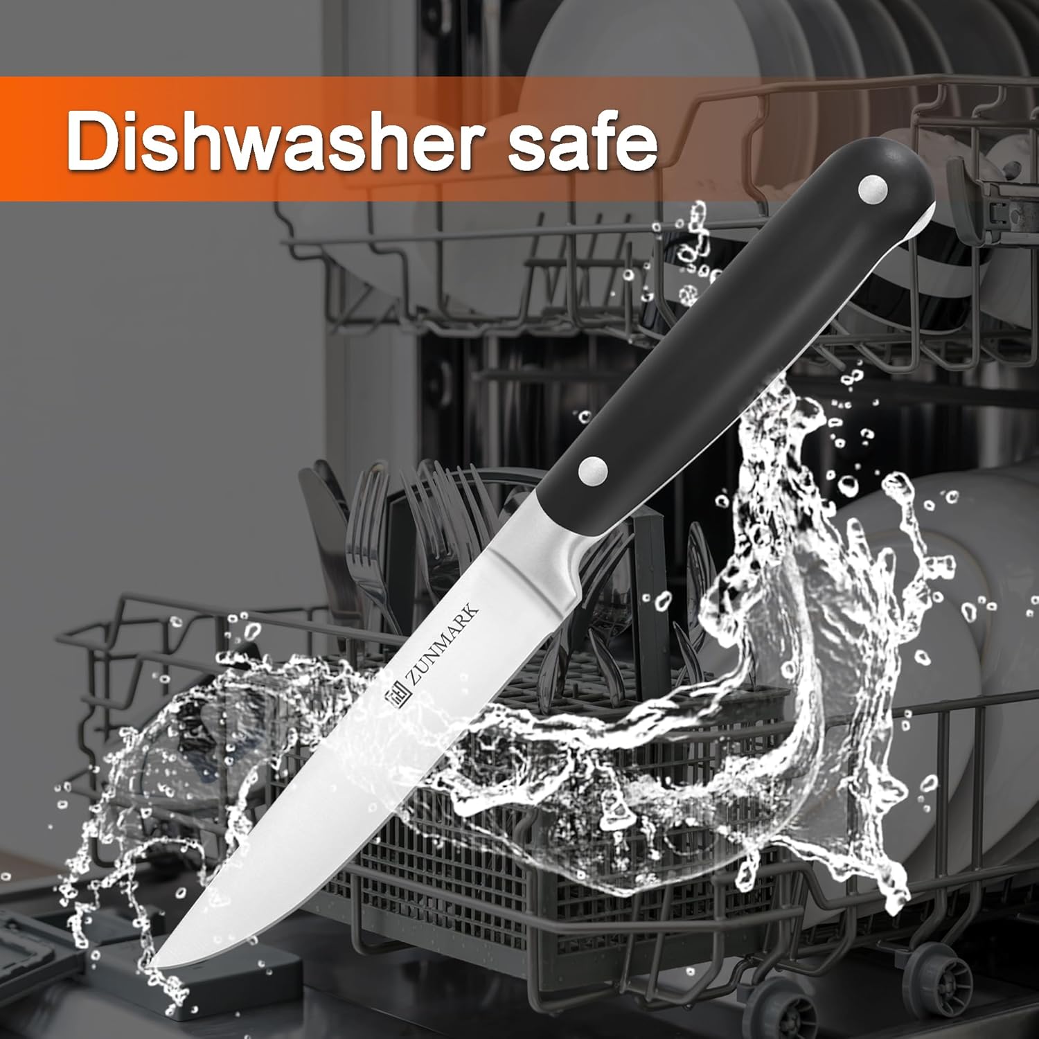 Skylark Series Steak Knives Set of 8 – Forged High-Carbon X50CrMoV15 Steel Straight Edge, 4.5" Full Tang Kitchen Knives, One-Piece Design