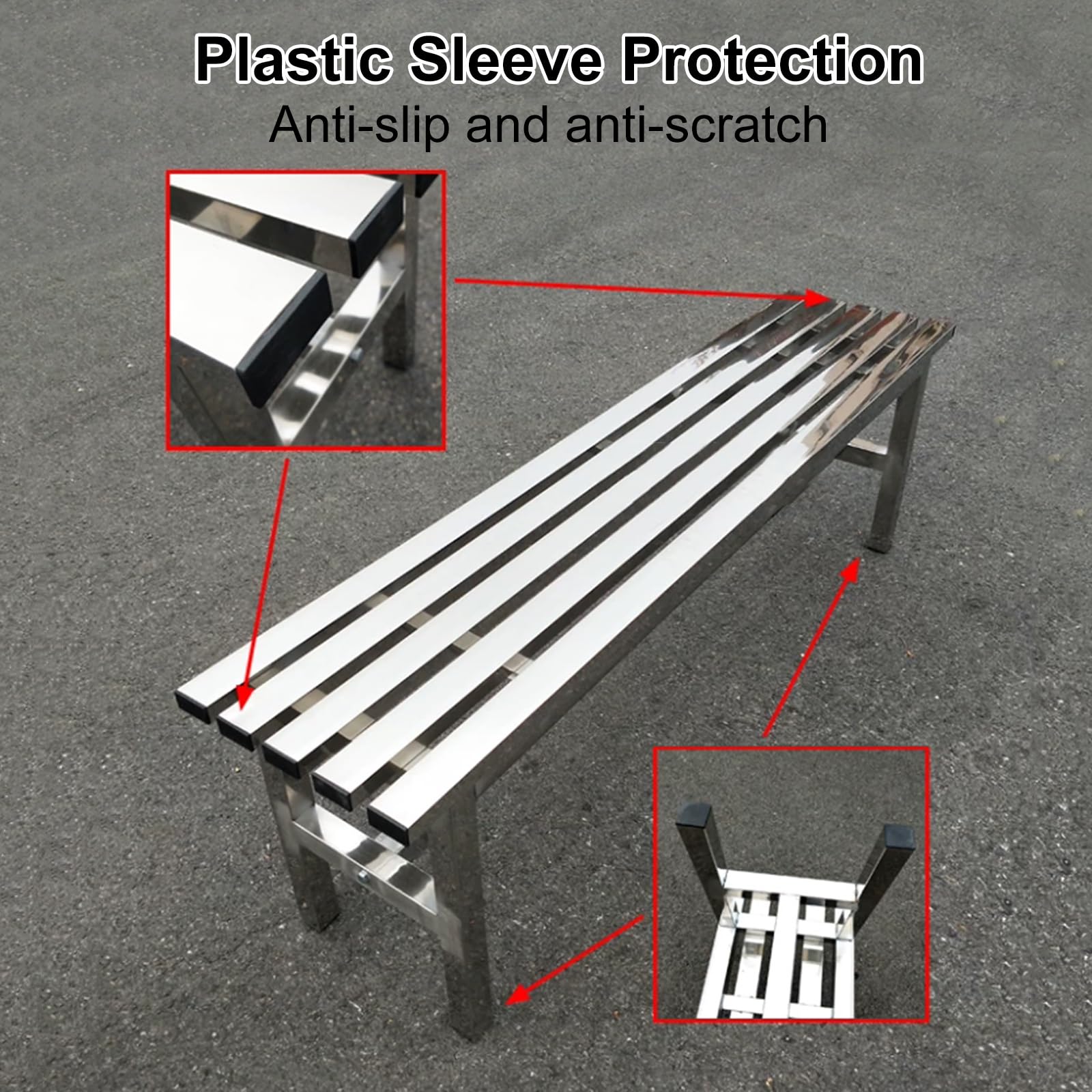Panchina da Esterno in Acciaio Inox 304, Resistente e Impermeabile, Con Portata Massima di 400 Kg, Ideale per Patio, Giardino e Bordo Piscina(120x35x45cm/47x14x18in)