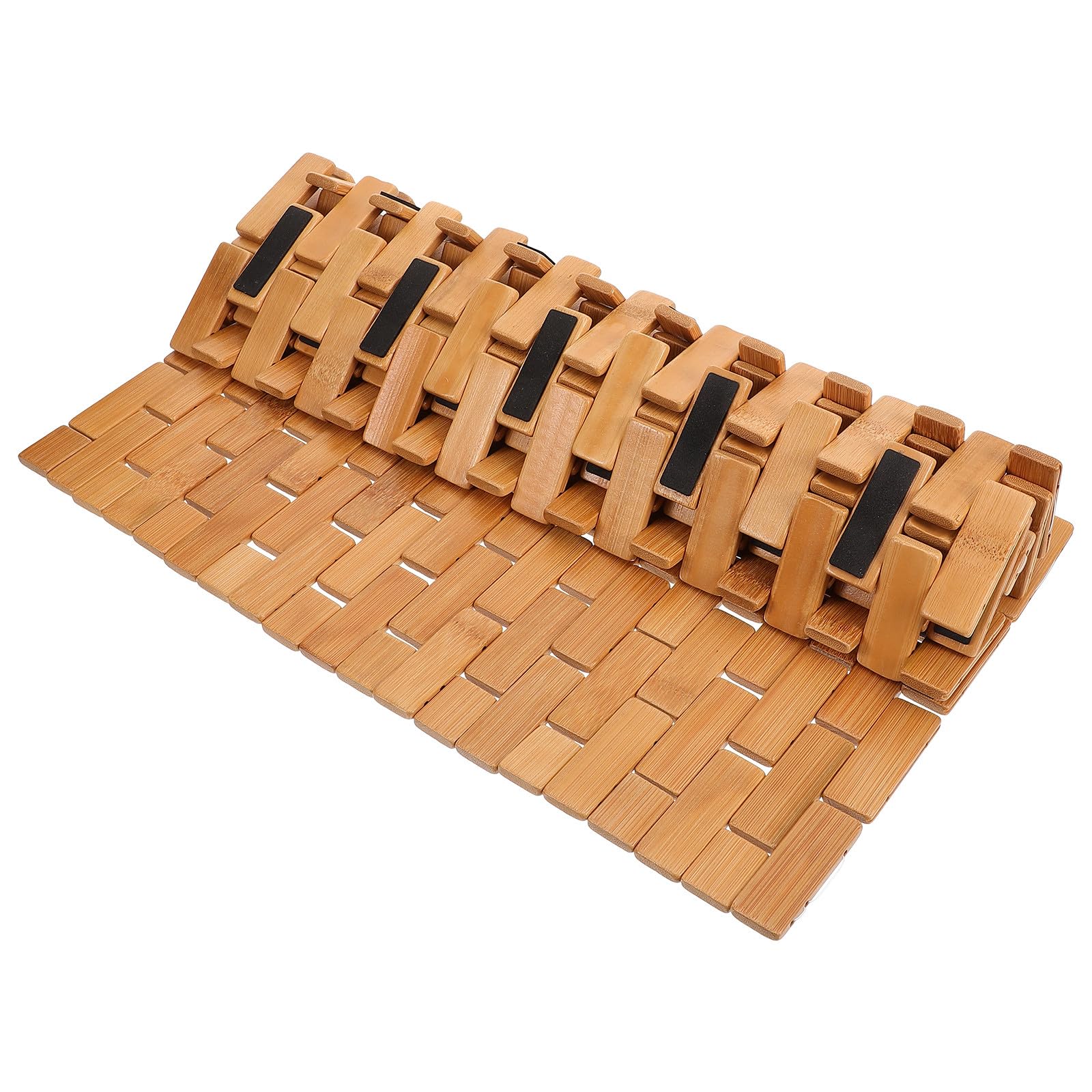 UKCOCO Alfombra de Baño de Bambú Carbonizado 40x60 Cm Antideslizante, Esterilla para Ducha y Bañera, Cojín y Natural para Hogar y Baño
