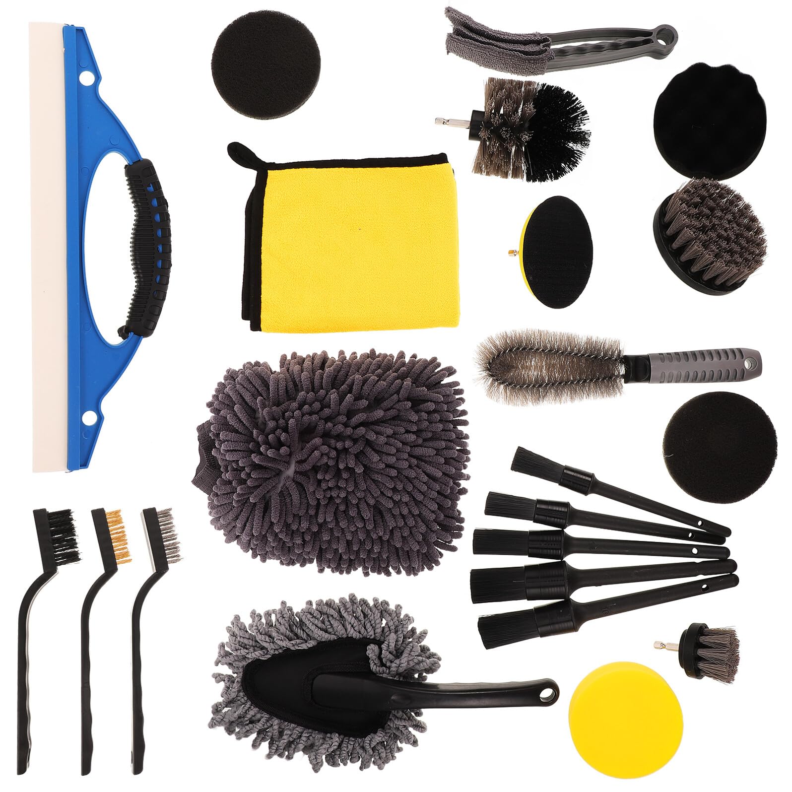 MERRYHAPY 23pcs Car Detailing Brush Set with Wheel Cleaner Brushes and Auto Wash Tools for Exterior and Rim Cleaning, Multi-Function Car Care Kit for Automotive Detailing