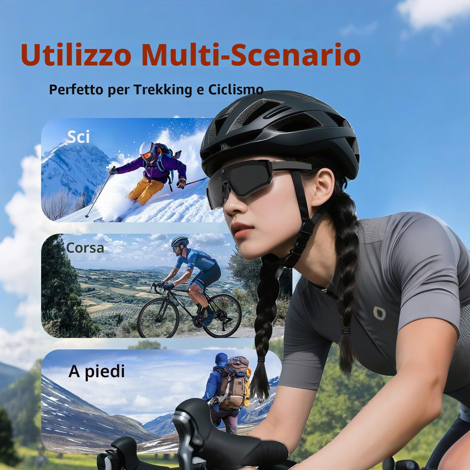 2026 Occhiali Smart con Videocamera AI 4K con stabilizzazione | con Bluetooth, controllo vocale, riconoscimento oggetti, occhiali polarizzati ChatGPT