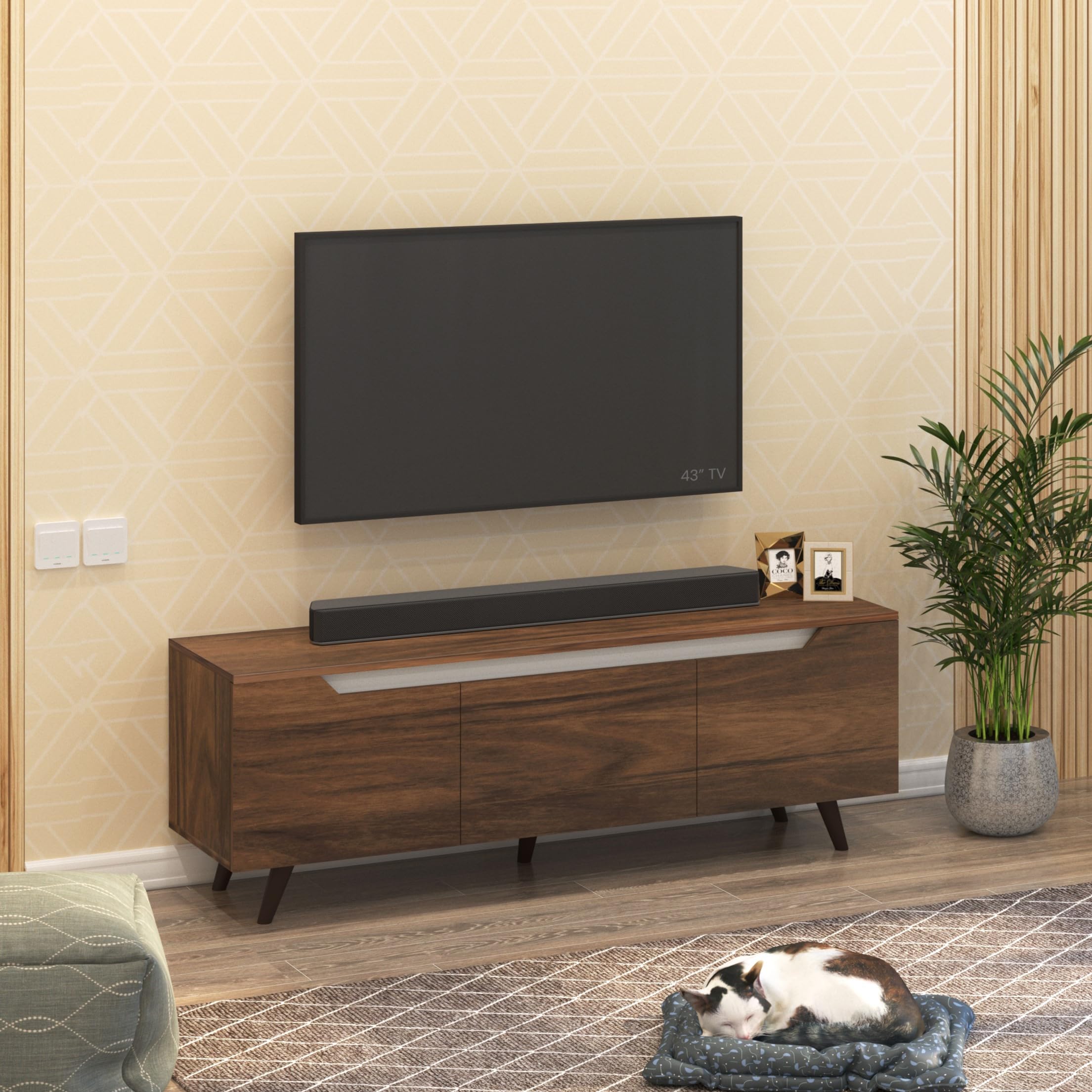 BLUEWUD Blesky Mini Engineering Wood Floor Standing TV Entertainment Unit Set Top Box Stand/TV Cabinet with Shelves for Books & Décor Display Unit, Ideal for 55” (Brown Maple)-image-32