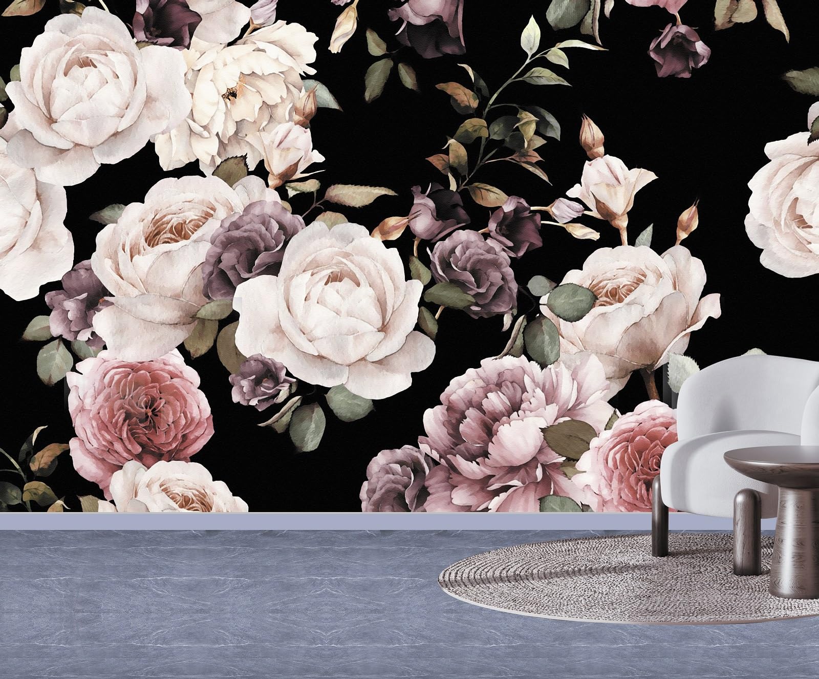 Black And White Vintage Roses Wallpaper