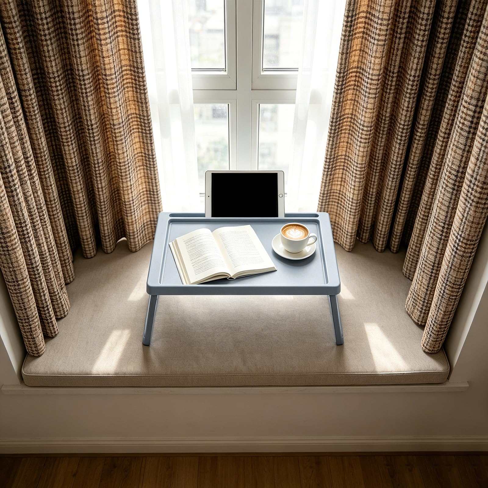 Plateau de lit pliable pour ordinateur portable pour lit et canapé (gris)