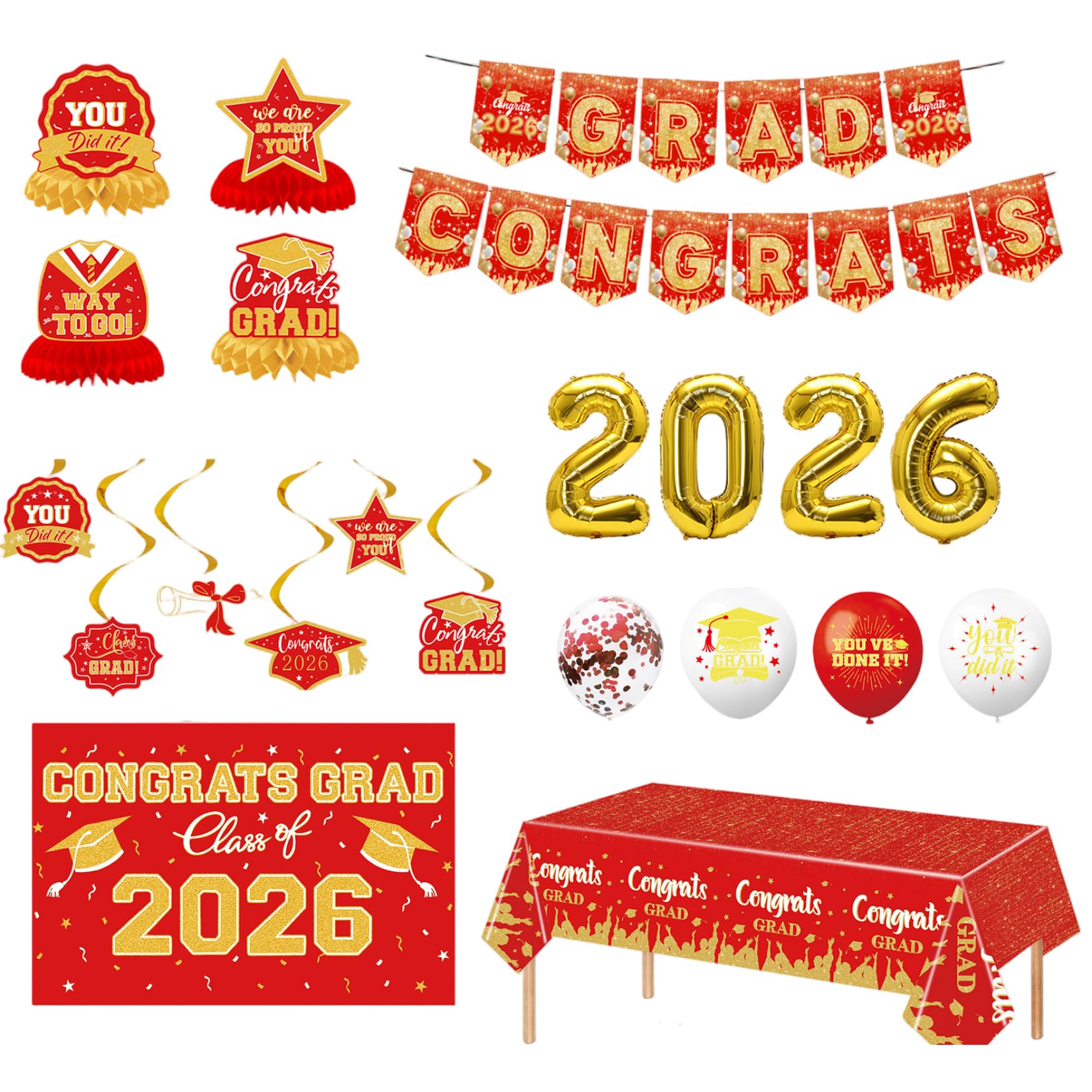 Decoraciones de graduación 2026 pack de adornos con globos y fondo para fin de curso universitario