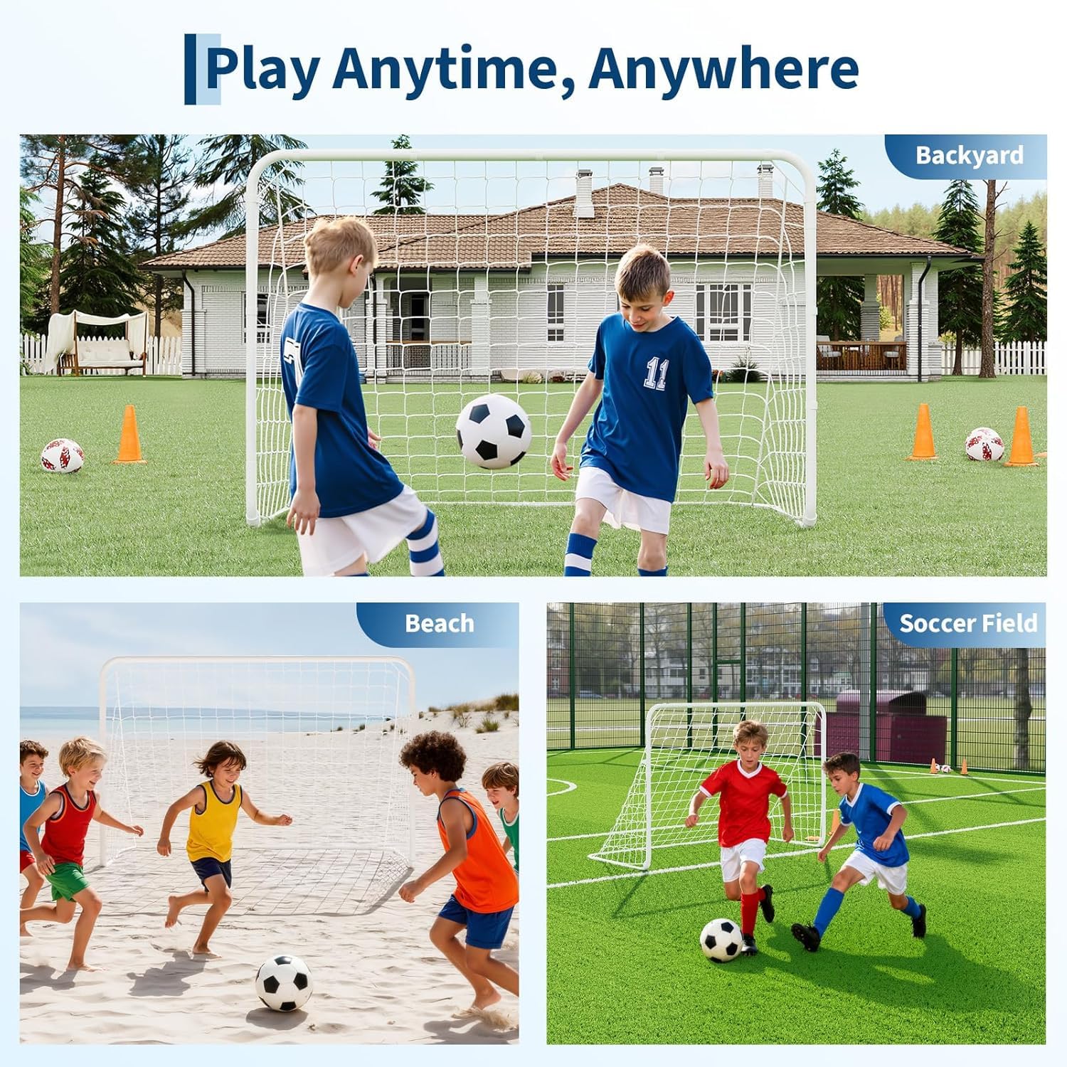 Porta Da Calcio Allenamento 5-in-1 Dimensione 7x5FT, Rete Rimbalzo Addestramento Passaggi e Controllo Palla, Struttura Metallica Resistente, Facile Assemblaggio Per Giardino Esterno