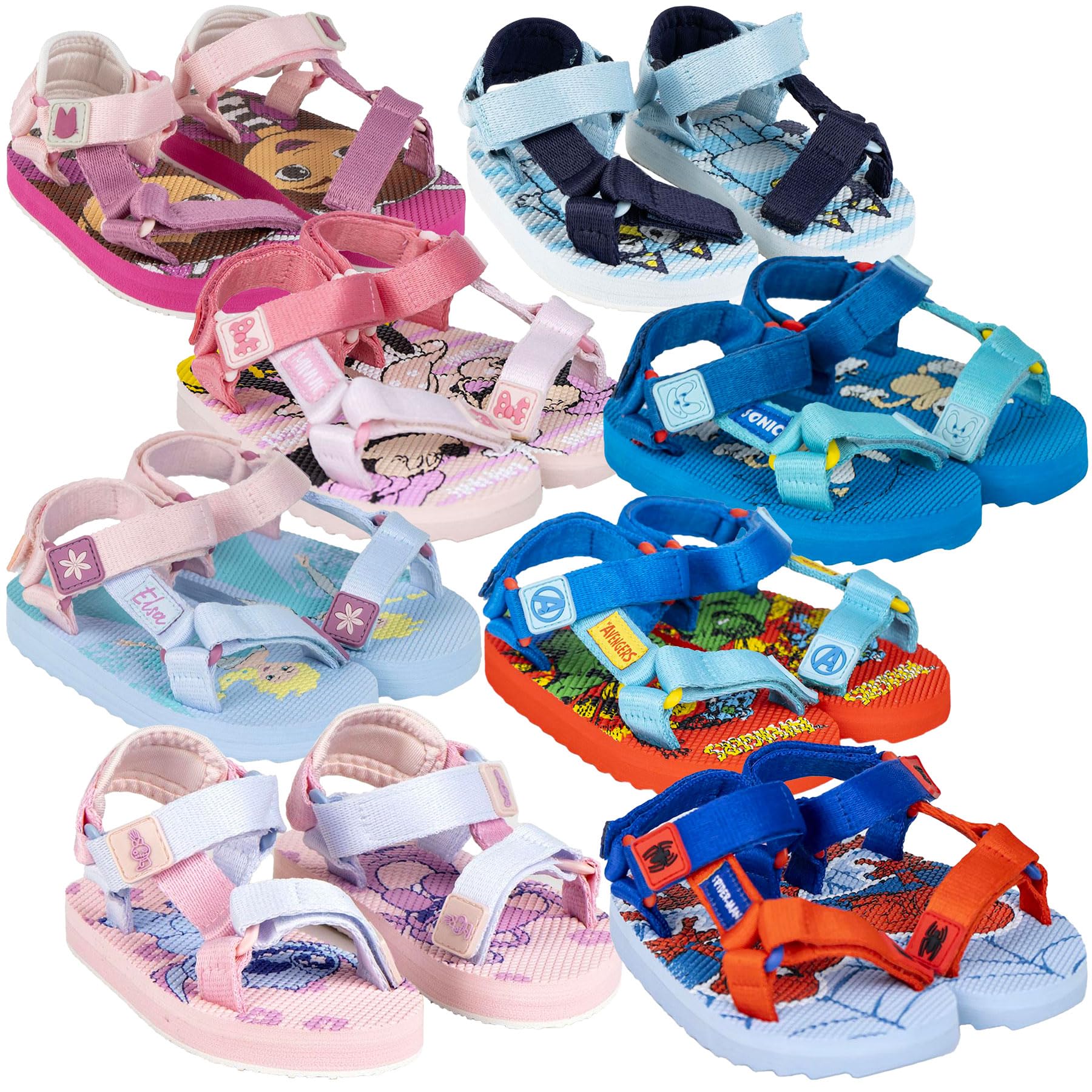 Sandali Bambino Bambina Mare Piscina Tema Personaggi Cartoni Animati – Chiusura a Strappo – Scarpe Estive per Spiaggia e Gioco all'aperto