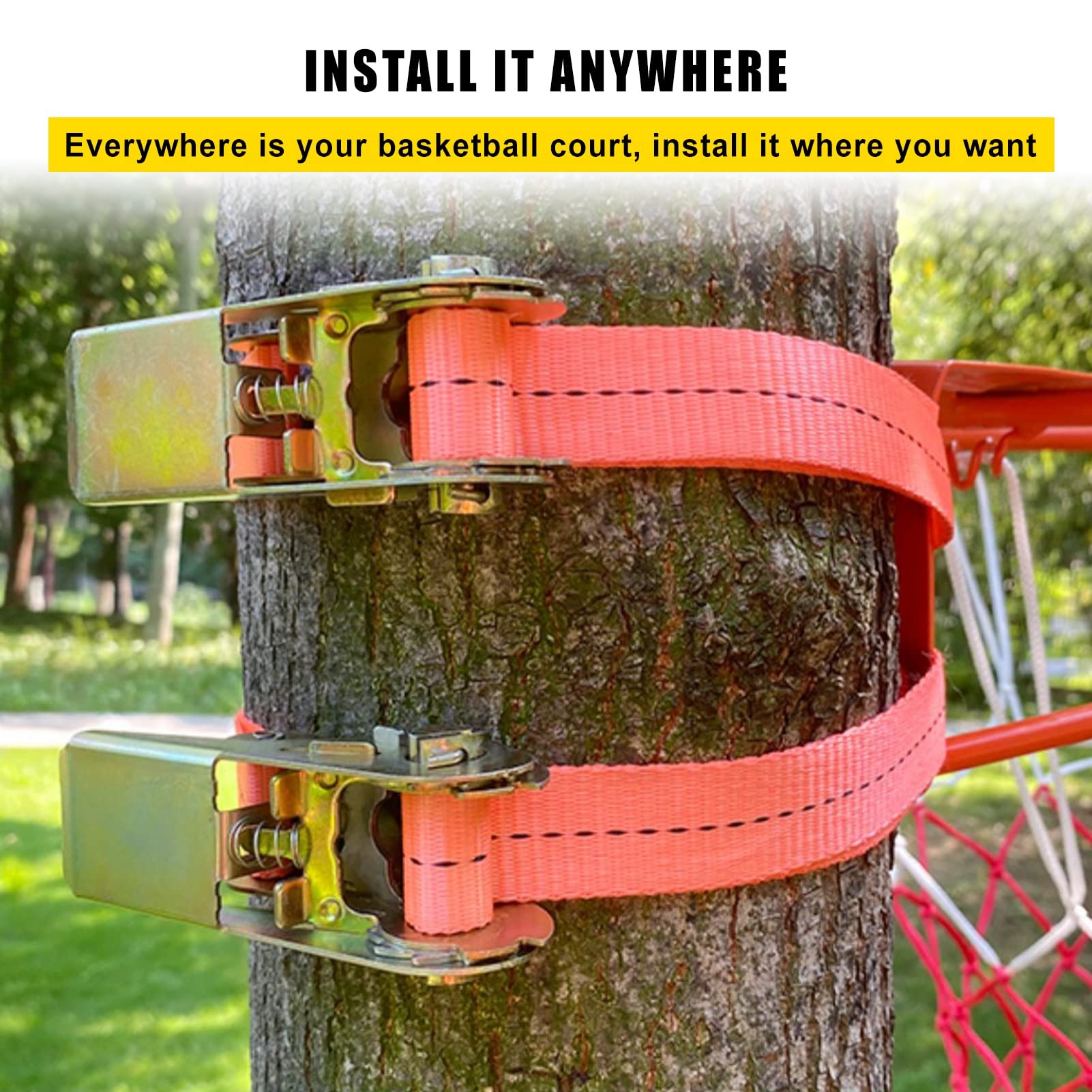 Aro de Baloncesto de Pared 46cm Exterior - Canasta Acero con Red, Altura Ajustable (200-250cm), Resistente a la Intemperie para Jardín OXFUZZ