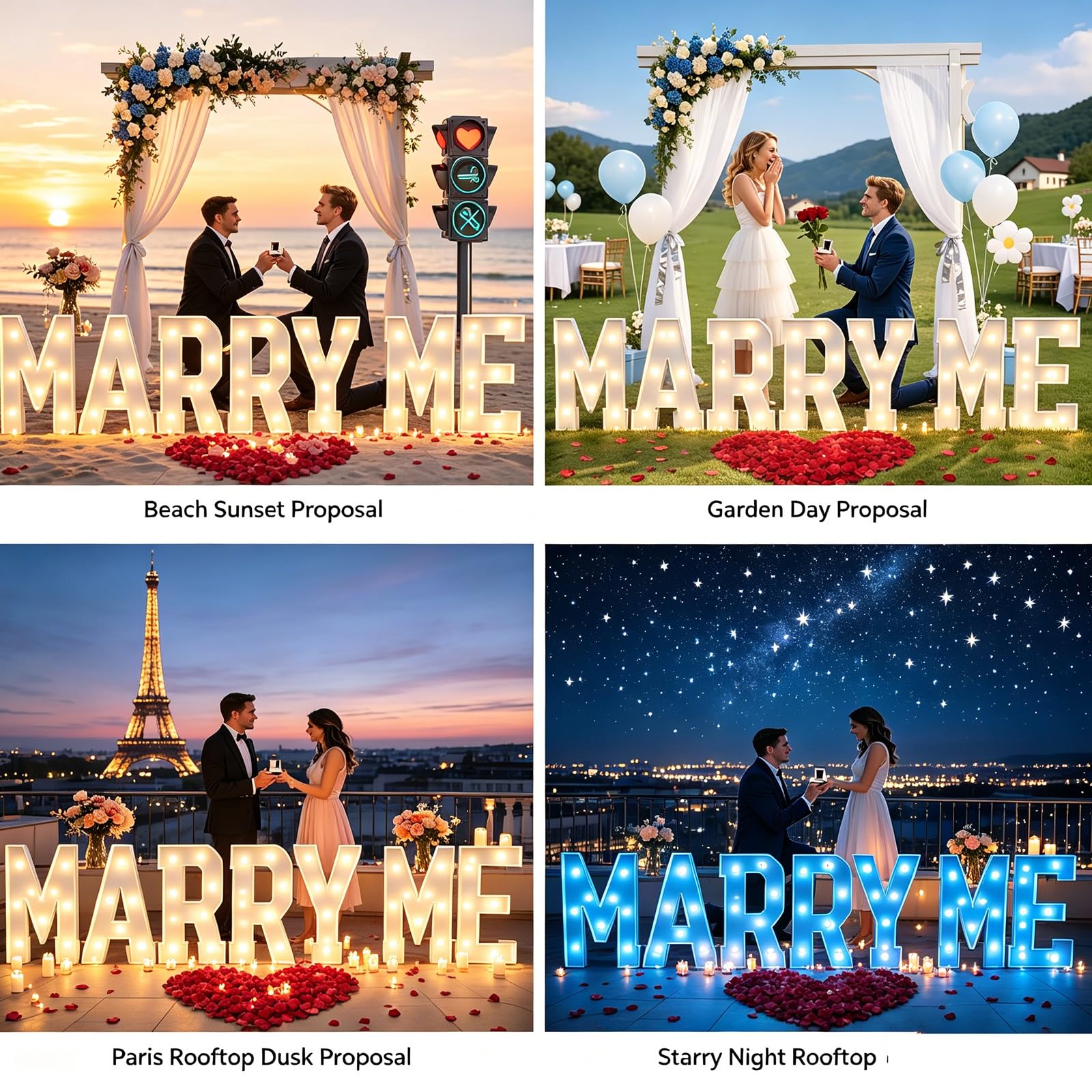 Cásate conmigo marquesina letras cartel grande ¿Quieres cartel iluminado? | Decoraciones propuesta día Valentín decoración romántica grande fiesta boda compromiso aire libre(LOVE,100cm(3.3FT))