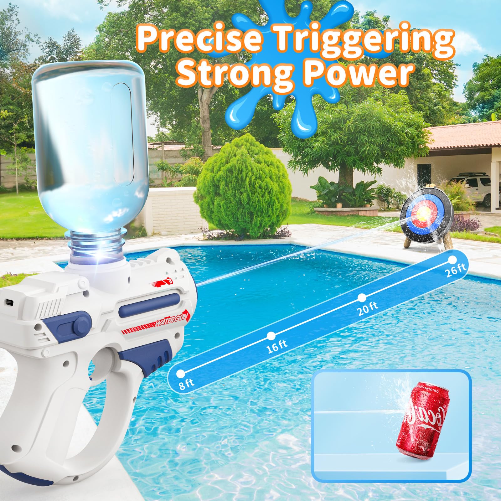 Pistola ad Acqua Elettrica per Bambini Adulti, 2 Pezzi Pistole ad Acqua Illuminate Grande Capacità, Adatte Feste Piscina Spiaggia Giochi Per Ragazzi e Ragazze, Giocattoli Estivi Regalo Compleanno