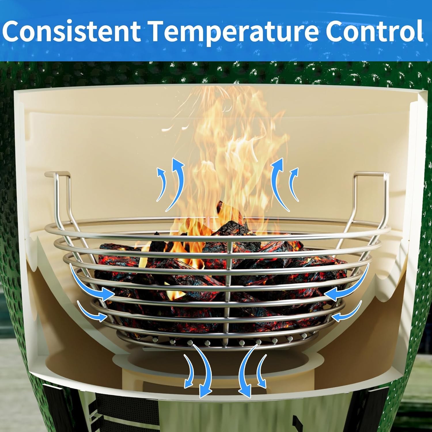 Stainless Steel Charcoal Ash Basket for Big Green Egg, Kamado Joe Grills, Pit Boss, Louisiana