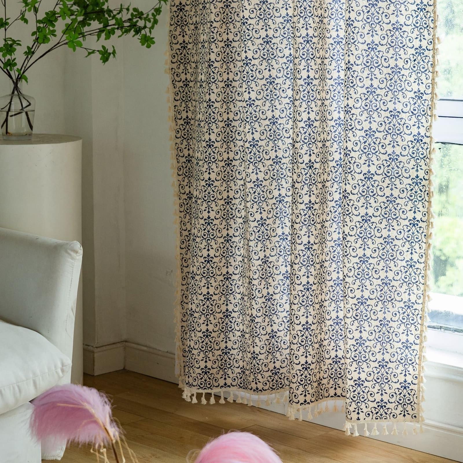 Cortinas para cocina KnSam con acabado de gasa premium y borlas