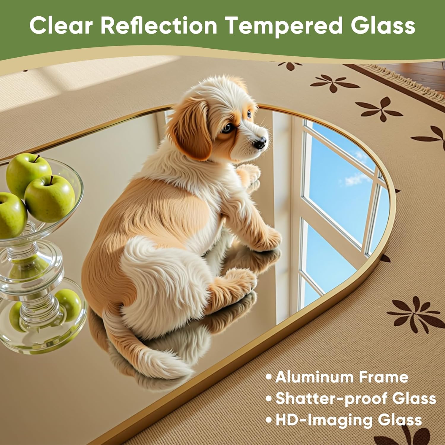 Floor Mirror, 78"x38" Oversized Full Length Mirror with Stand, Arched Full Body Mirror Standing Hanging Leaning Against Wall, Aluminum Frame Giant Mirrors for Bedroom Cloakroom, Gold - Image 4