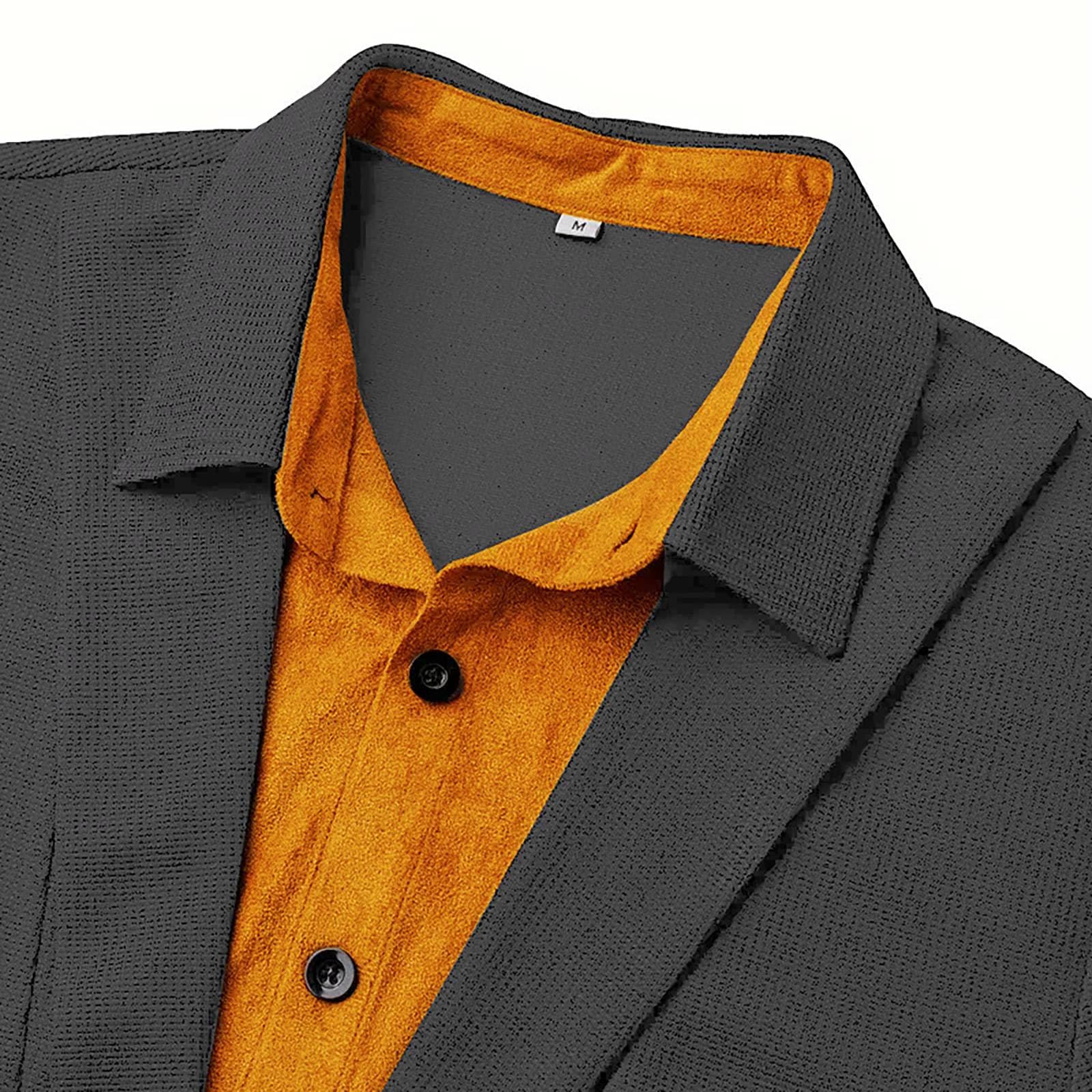 Camisa informal para hombre, patchwork, manga larga, con botones, camisa de negocios, corte regular, camiseta ligera
