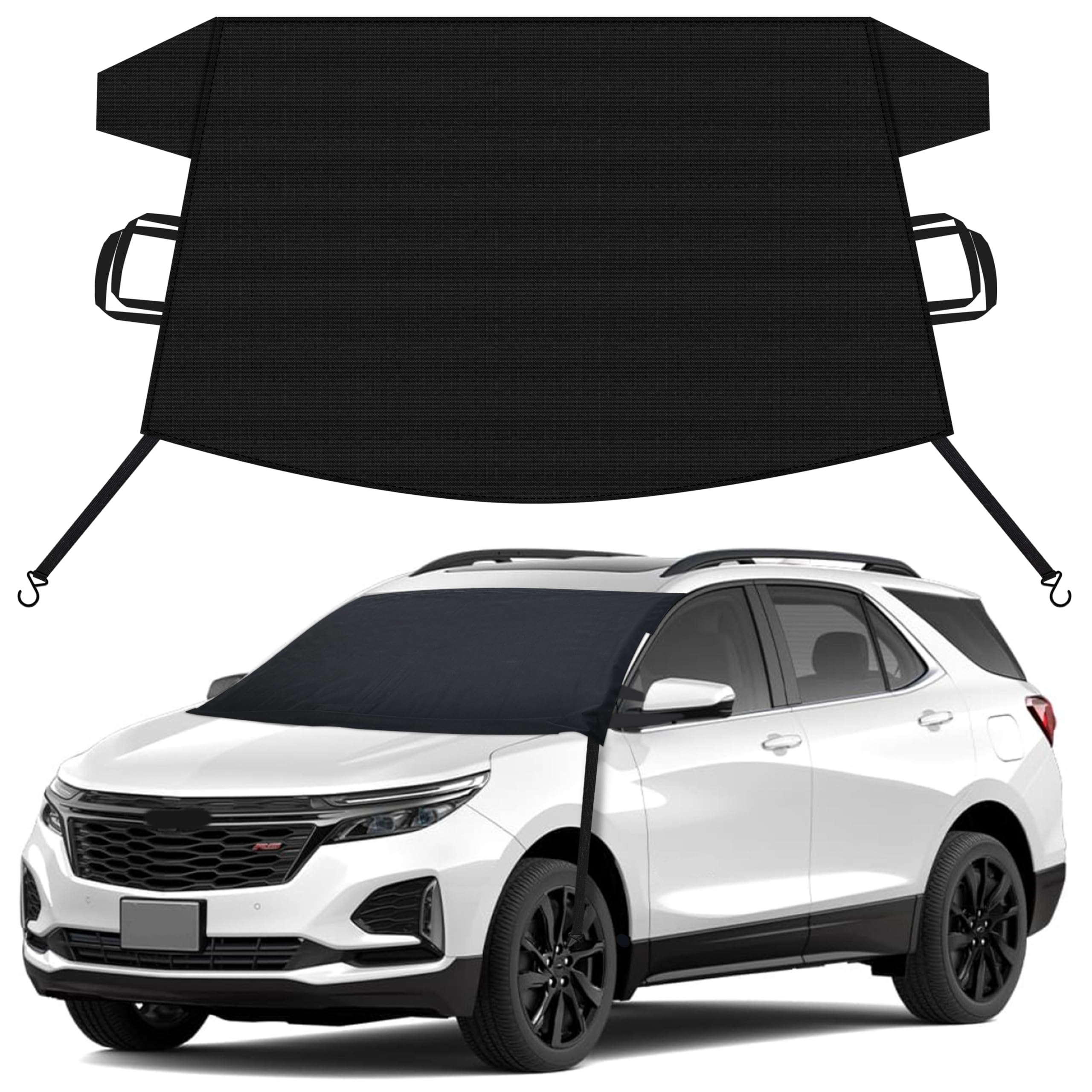 EcoNour Car Snow Cover Compatible for Chevrolet Equinox | Windshield Cover for Ice and Snow with S-Hook Straps | Heavy-Duty 600D Oxford Winter Car Cover, Waterproof &amp; Anti-Slip