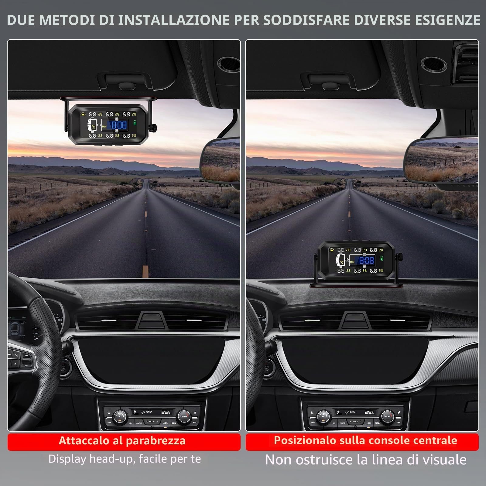 KAOLALI Sistema di monitoraggio della Pressione dei Pneumatici TPMS,【4/6 modalità Ruota】 0.01 Bar Alta Precisione TPMS, con 6 Sensori Pressione Pneumatici per Auto Camper per Camion LKW