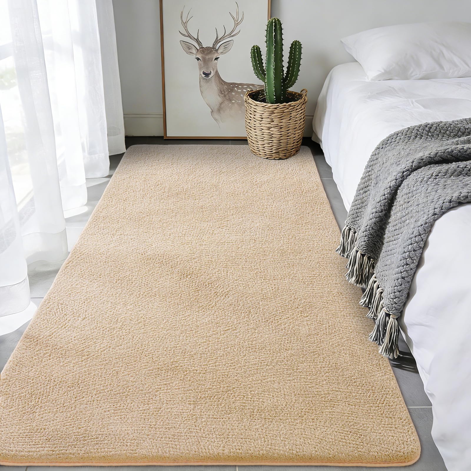 iEvery Waschbarer Kuscheliger Kurzflor Teppich Moderner Wohnzimmerteppich, Weich & Pflegeleicht Carpet rutschfest für Wohnzimmer, Schlafzimmer, Bettvorleger & Kinderzimmer Deko