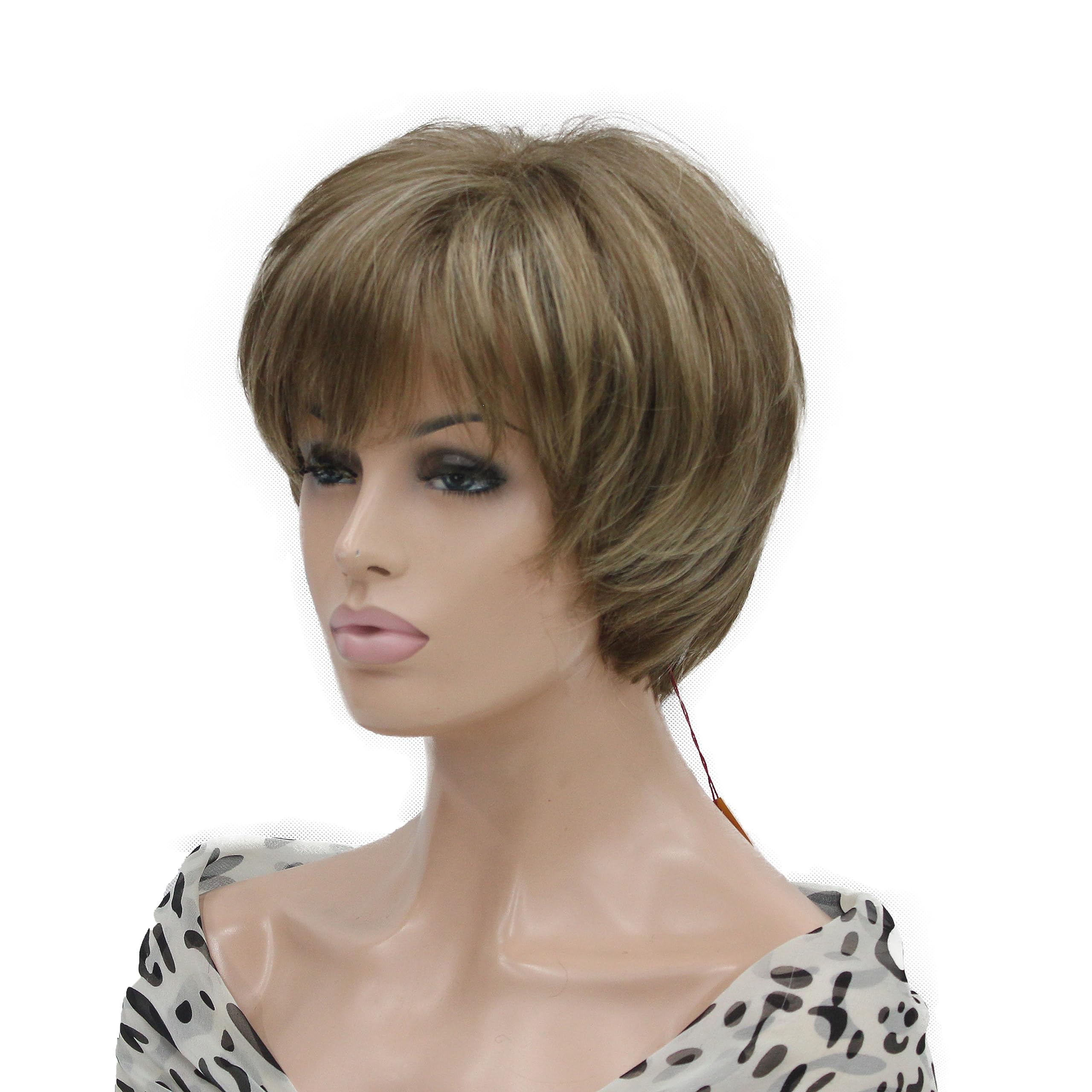 Lydell 8-10" Short Layered Shaggy Heat Resistant Synthetic Wigs AB607 Brown Mix - Image 3