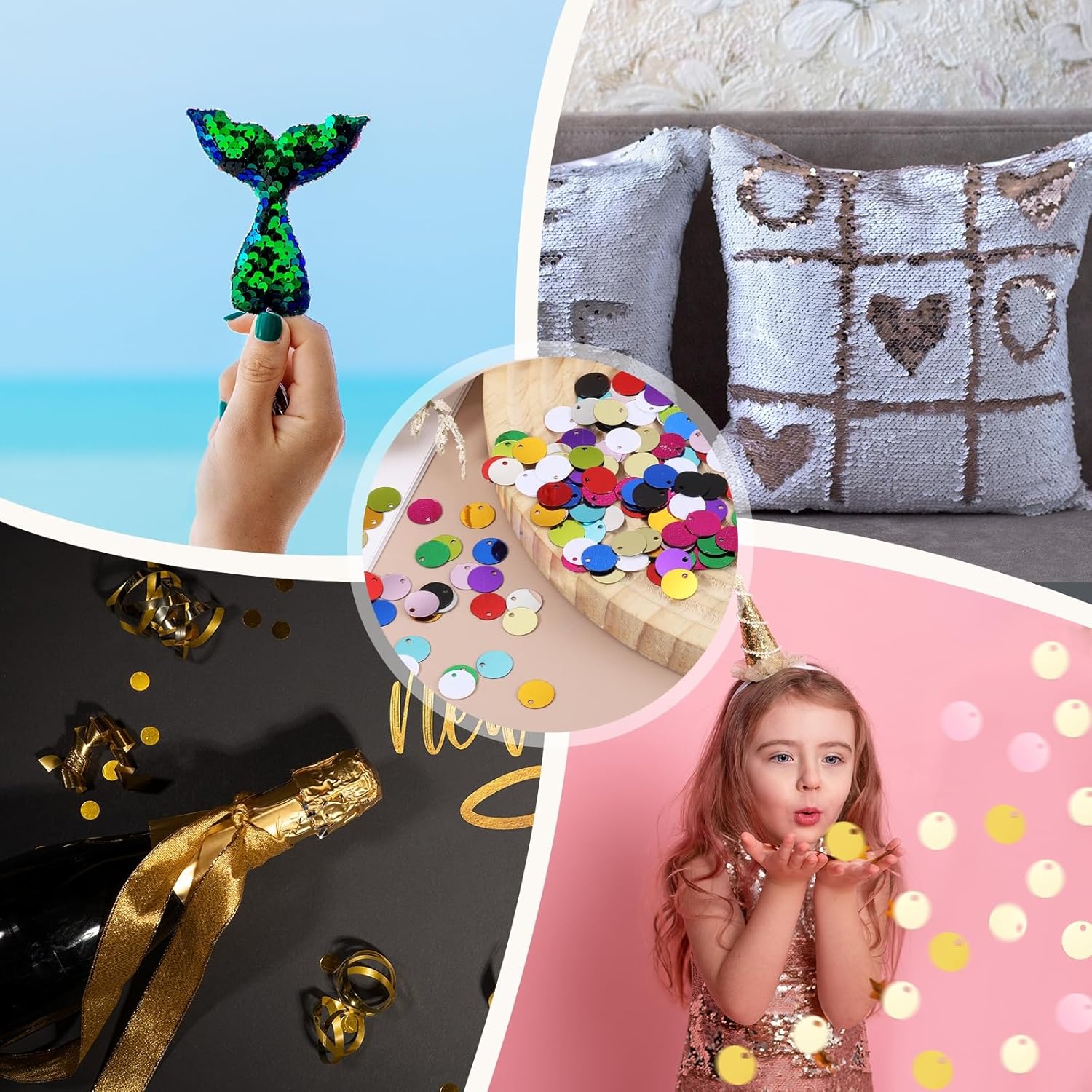 MECCANIXITY Flat Round Sequins, 600Pcs 10mm/0.4 Inch Loose Paillettes Purple-Pink Craft Sewing Sequins with Single Side Hole for DIY, Embroidery Clothing, Jewelry Making - Image 7