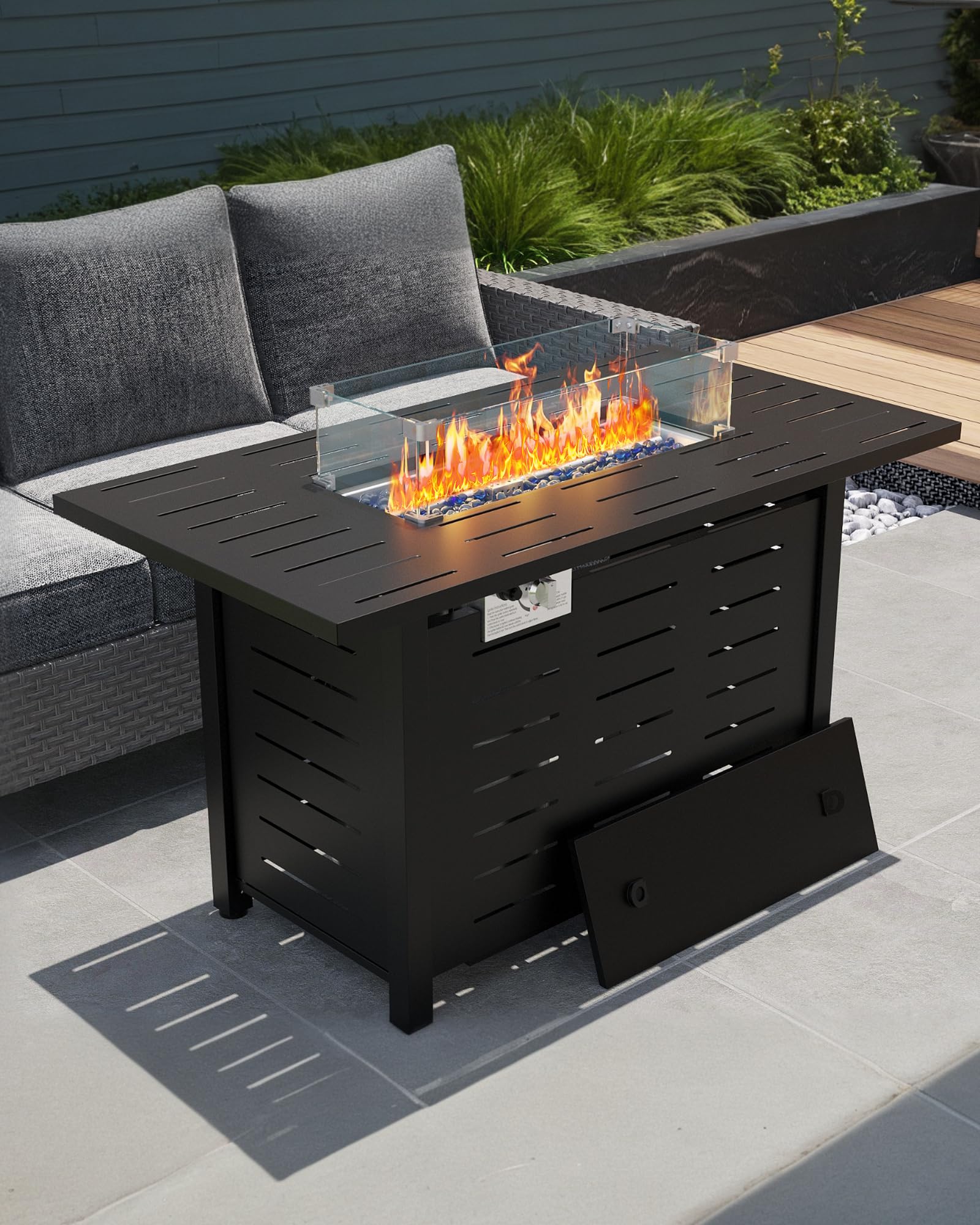 Amazon.com: Hipicute 44" Outdoor Propane Fire Pit Table, 48,000 Btu Lp ...