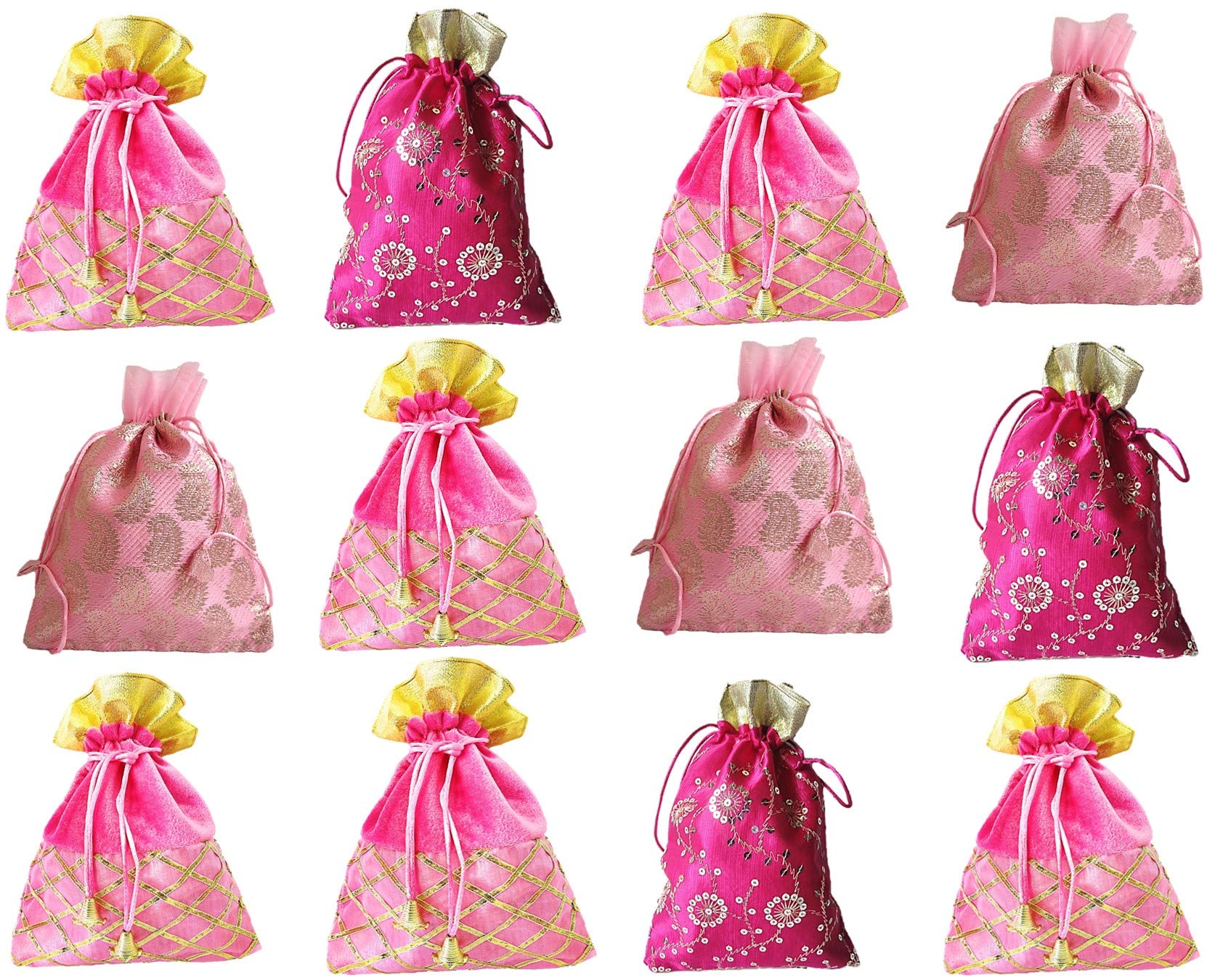 Indian Collectible - Bolsa de regalo de satén para festivales y bodas, color rosa, Rosado