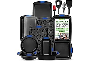 NutriChef Bakeware Cooking Nonstick 15 Piece Baking Set