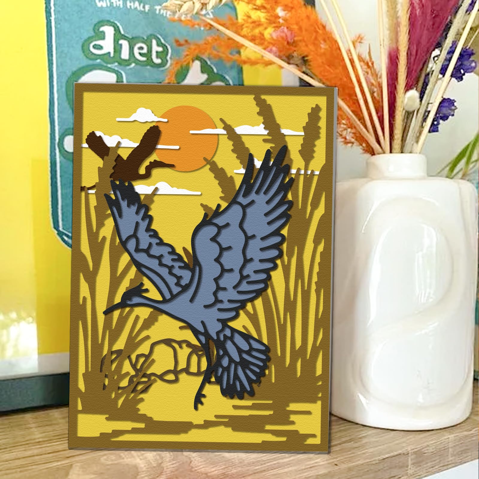 GLOBLELAND Heron Frame Cutting Dies for DIY Scrapbooking Metal Reeds Birds Cut Dies Mountains Die Cuts for Card Making Embossing - Image 3