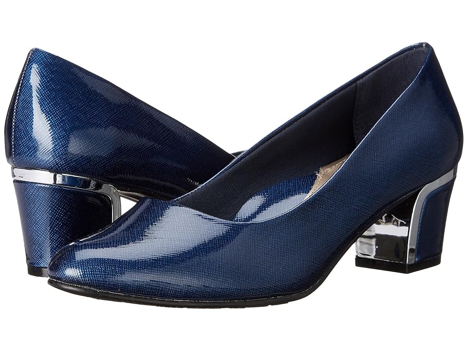 

Soft Style Deanna (Navy Cross Hatch Patent/Silver) Women's 1-2 inch heel Shoes, Blue
