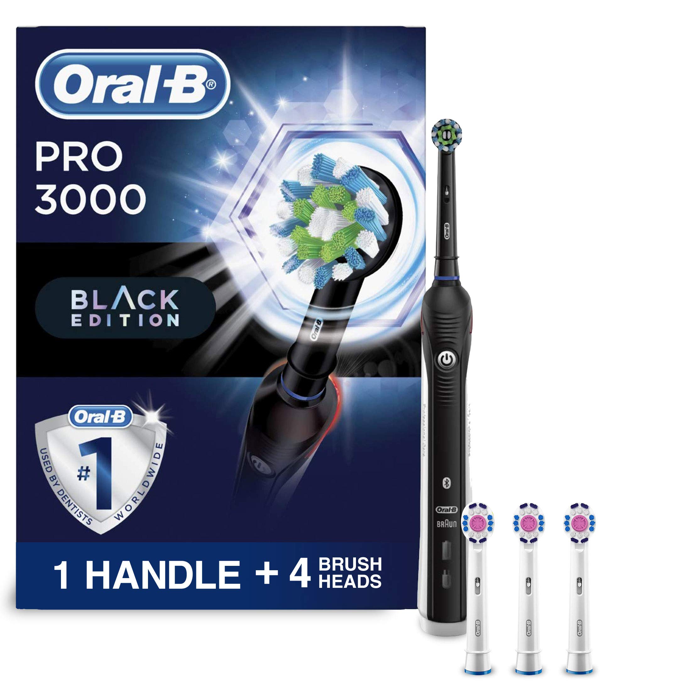 Oral-B 3000 Smartseries Electric Toothbrush with Bluetooth Connectivity, Black Edition, Powered by B