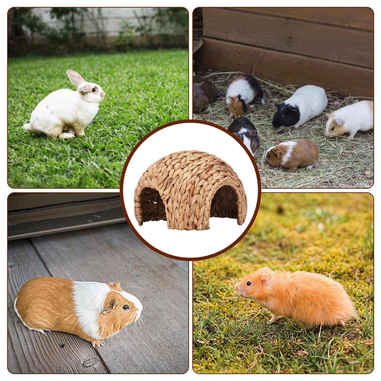 Rabbit Playhouse - Grass Mat House, Natural Chew Toy with Soft Comfortable Interior, Sturdy Safe Small Pet Hideaway for Rabbits, Hamsters, Guinea Pigs | Multi Purpose Indoor Outdoor Play and R