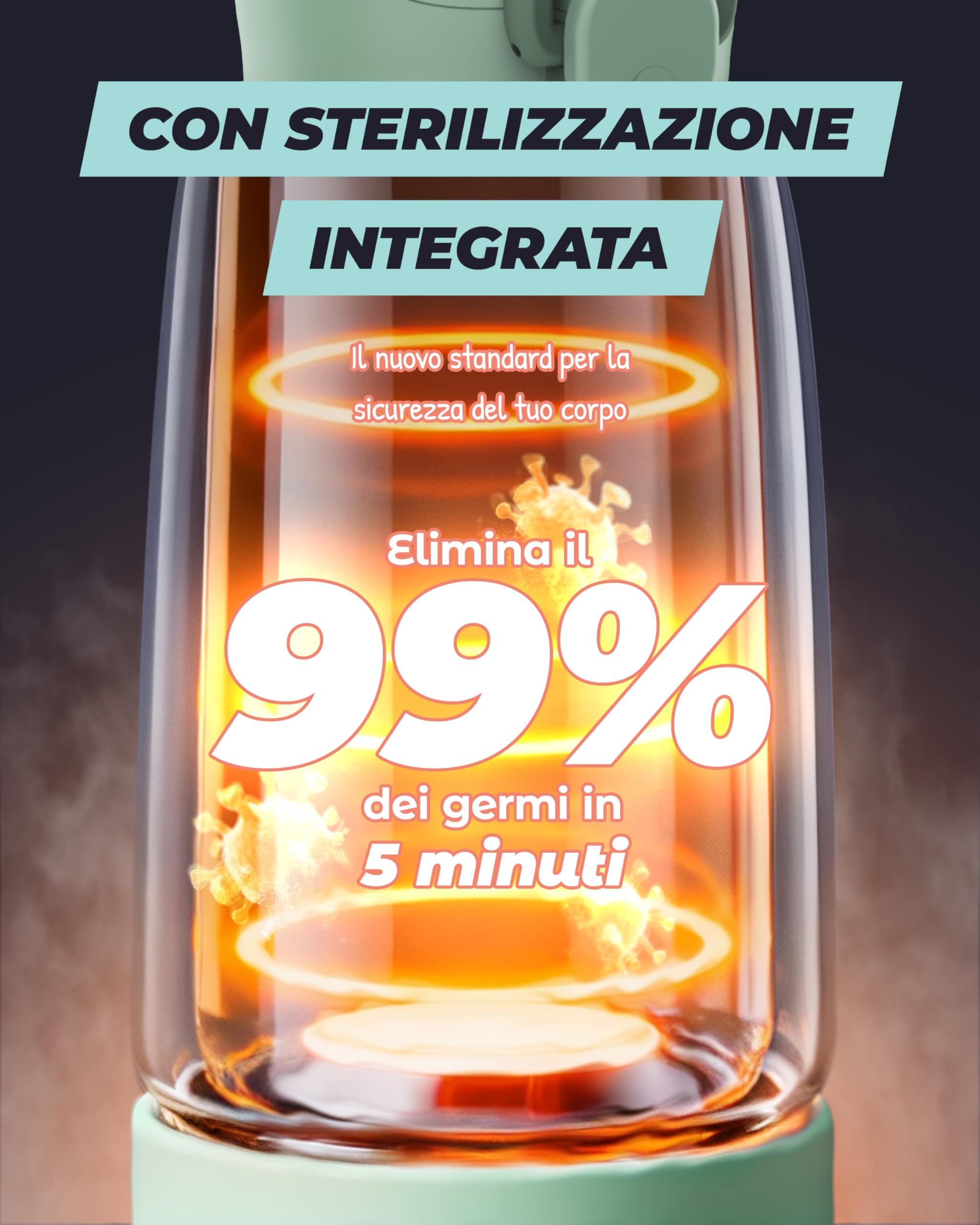 Scalda Latte Portatile: Autopulente, controllo temperatura, 8 poppate/carica, 450ml, 100W per latte materno, formula e acqua