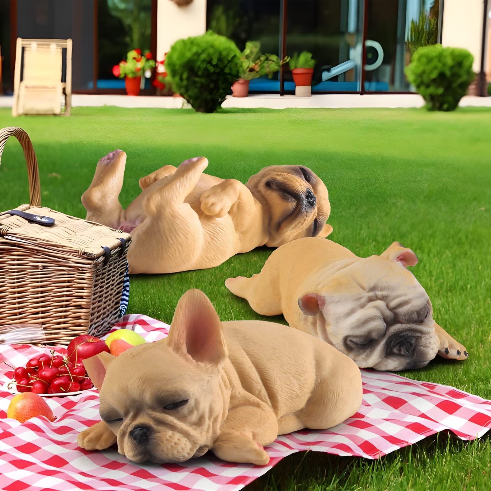 Decoración de escultura de bulldog francés de simulación, modelo realista de estatua de mascota, figura de animal moderna de resina para el hogar, sala de estar, habitación de los niños, estantería