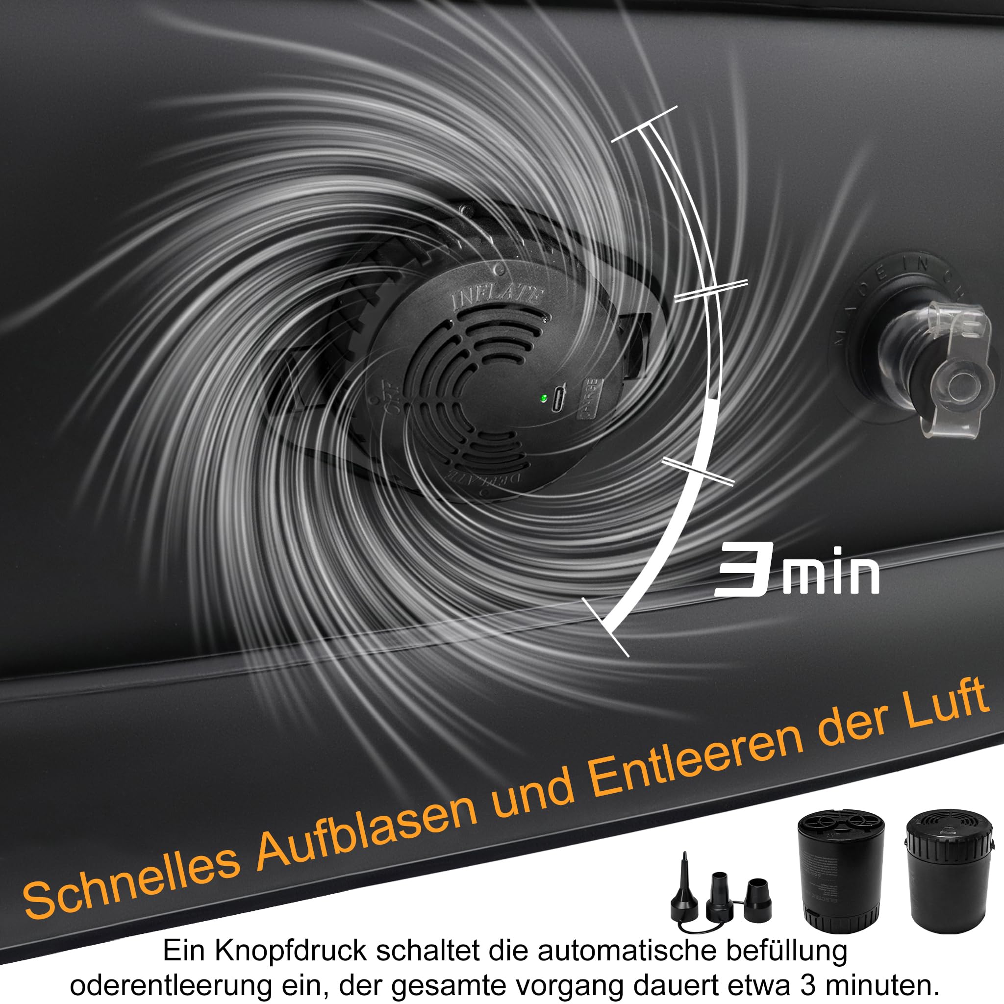 LZQ Luftmatratze Camping Aufblasbare Matratze Luftmatratze Selbstaufblasend Luftbett mit eingebauter elektrischer Pumpe für Camping & Gästebett (187 x 90 x 46cm)