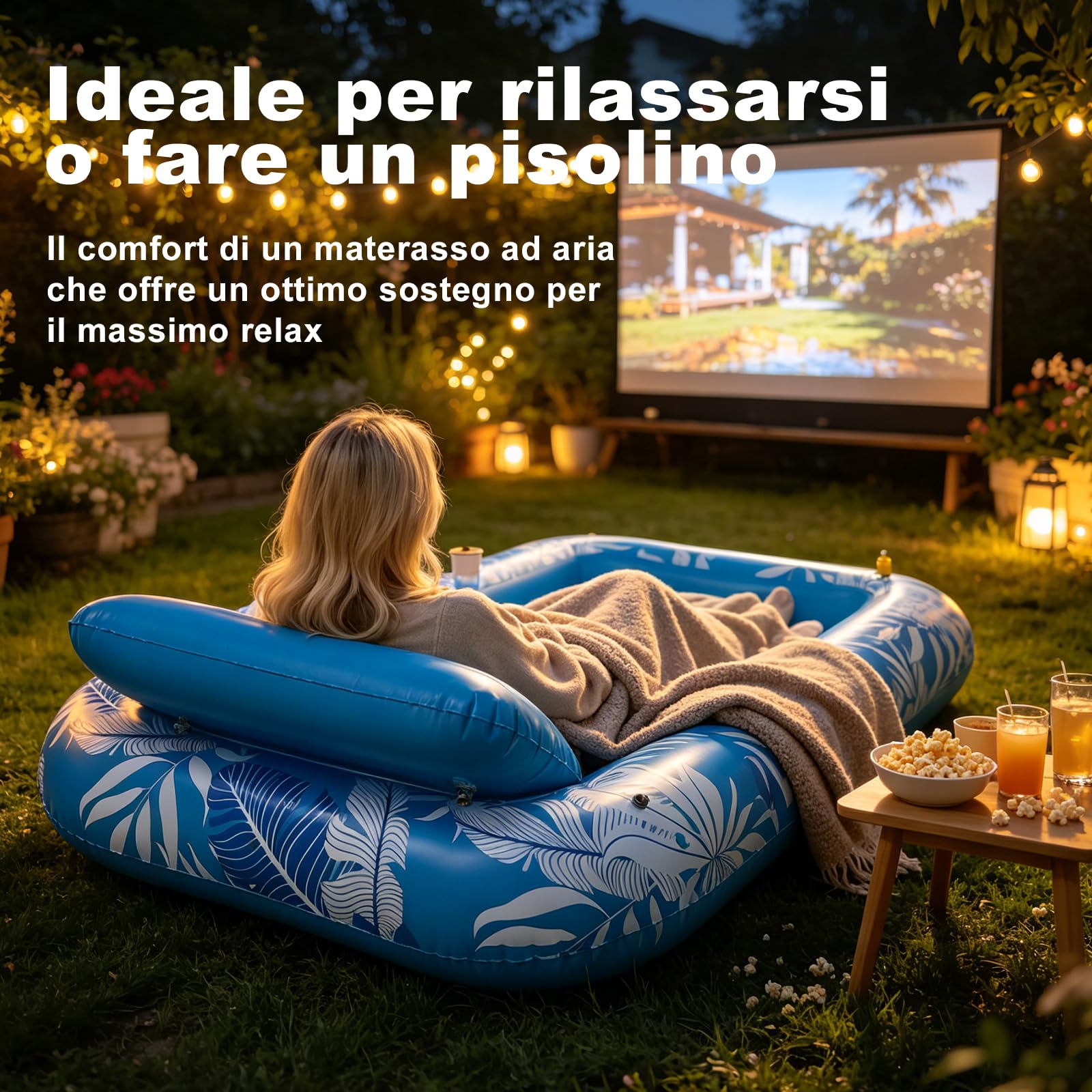 Balakaka Galleggianti da Piscina per Adulti 208×130 cm, Spray Design, Tanning Pool Sdraio Gonfiabile con Portabevande, Grande Materassino Gonfiabile Mare per Partito Spiaggia