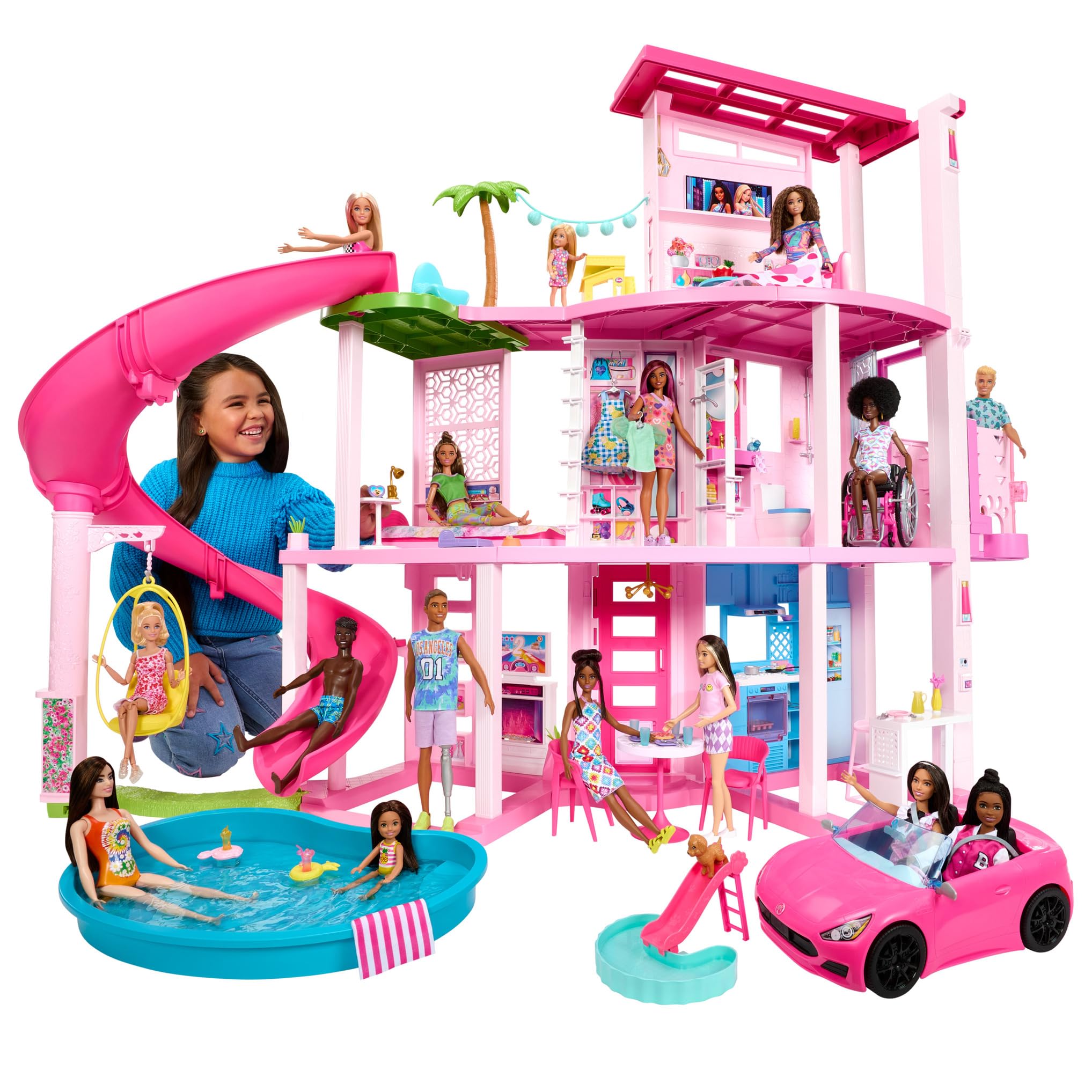 Barbie Dreamhouse 2023 Casa para muñecas de Juguete de 3 Plantas con +75 Muebles y Accesorios, +3 años (Mattel HMX10)