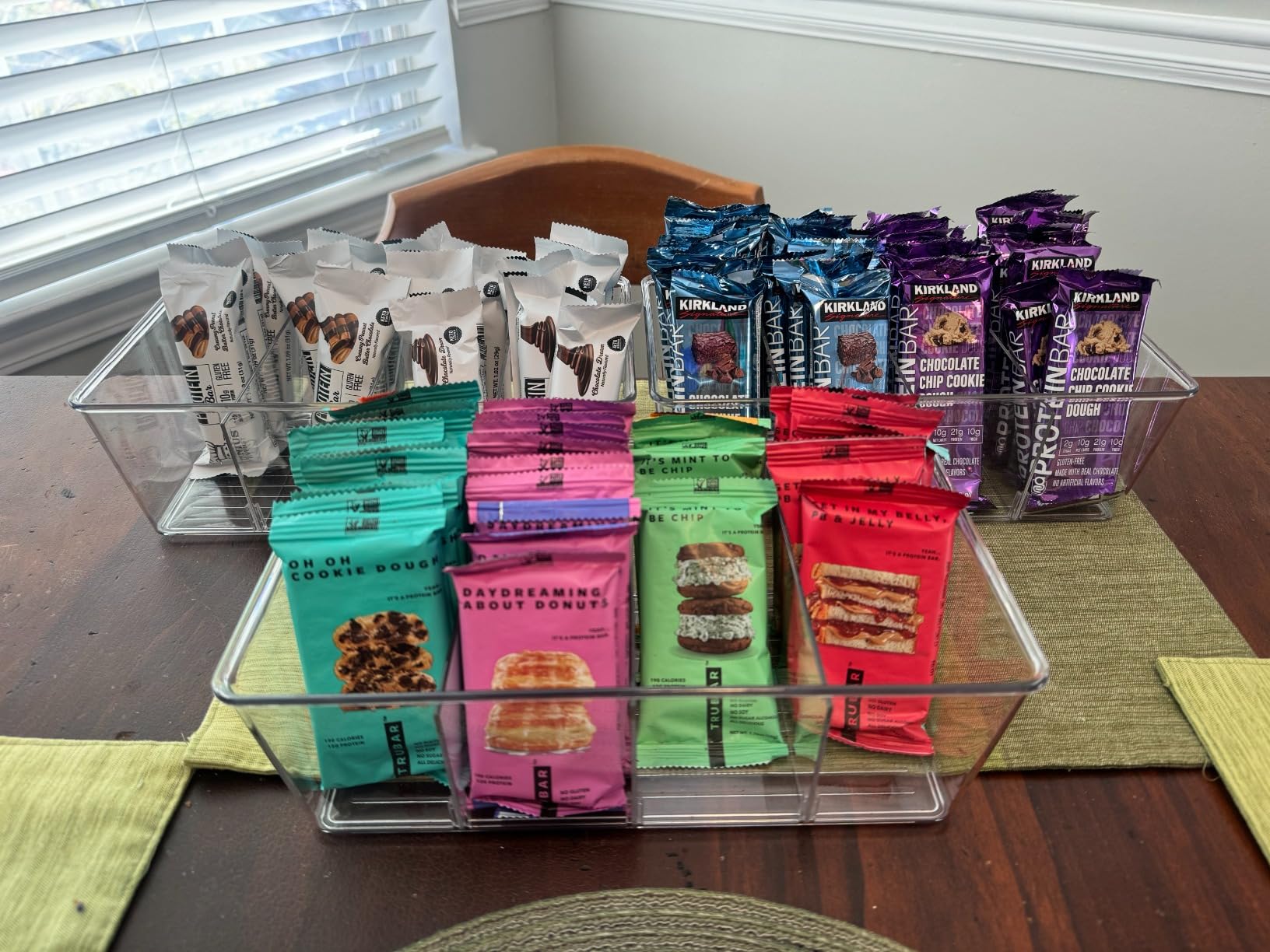 Low pantry shelf set up as a kids' snack zone