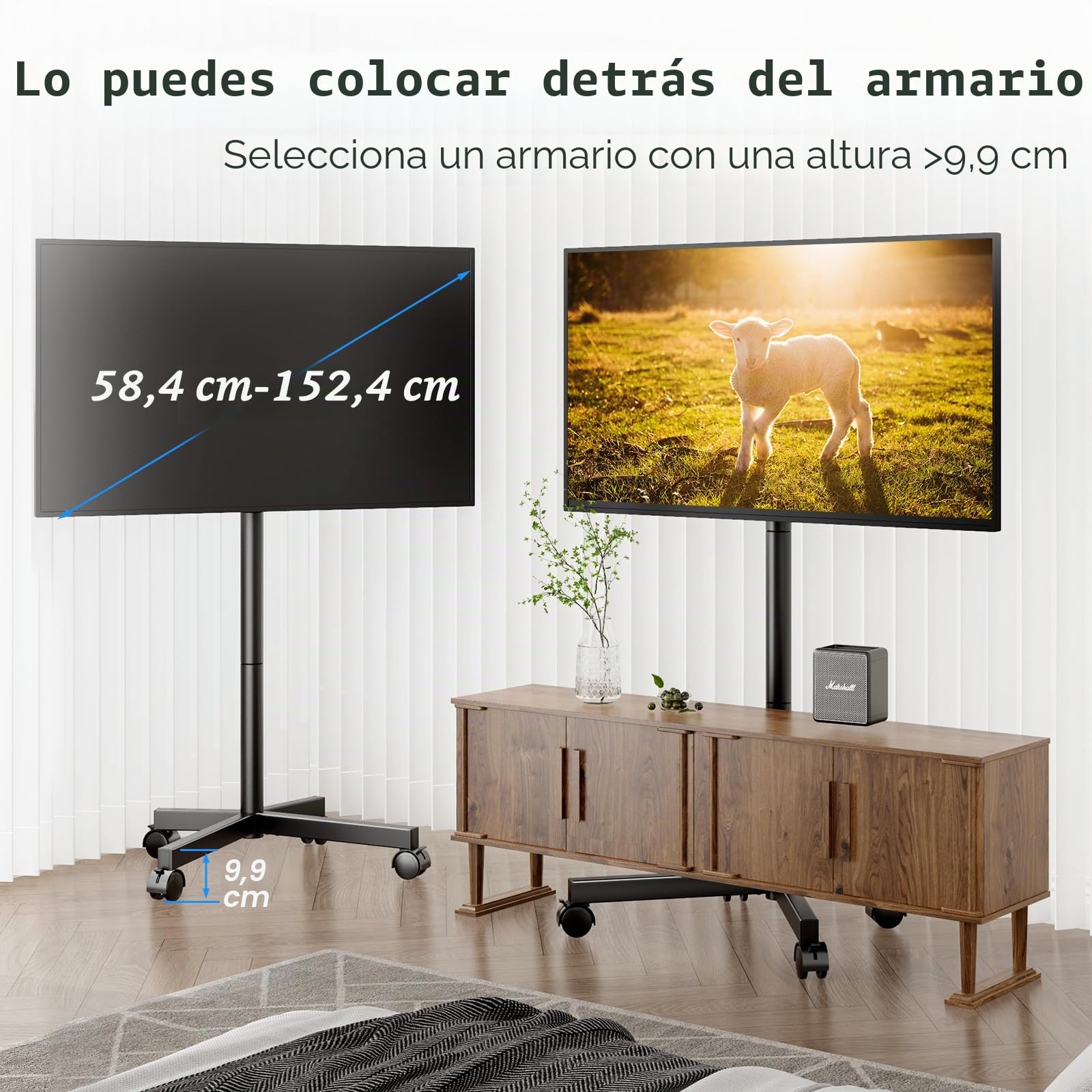 Soporte TV Ruedas para Television de 27 a 60 Pulgadas - Soporte TV Pie Móvil Altura Ajustable | MAX Vesa 400x400mm 40 KG