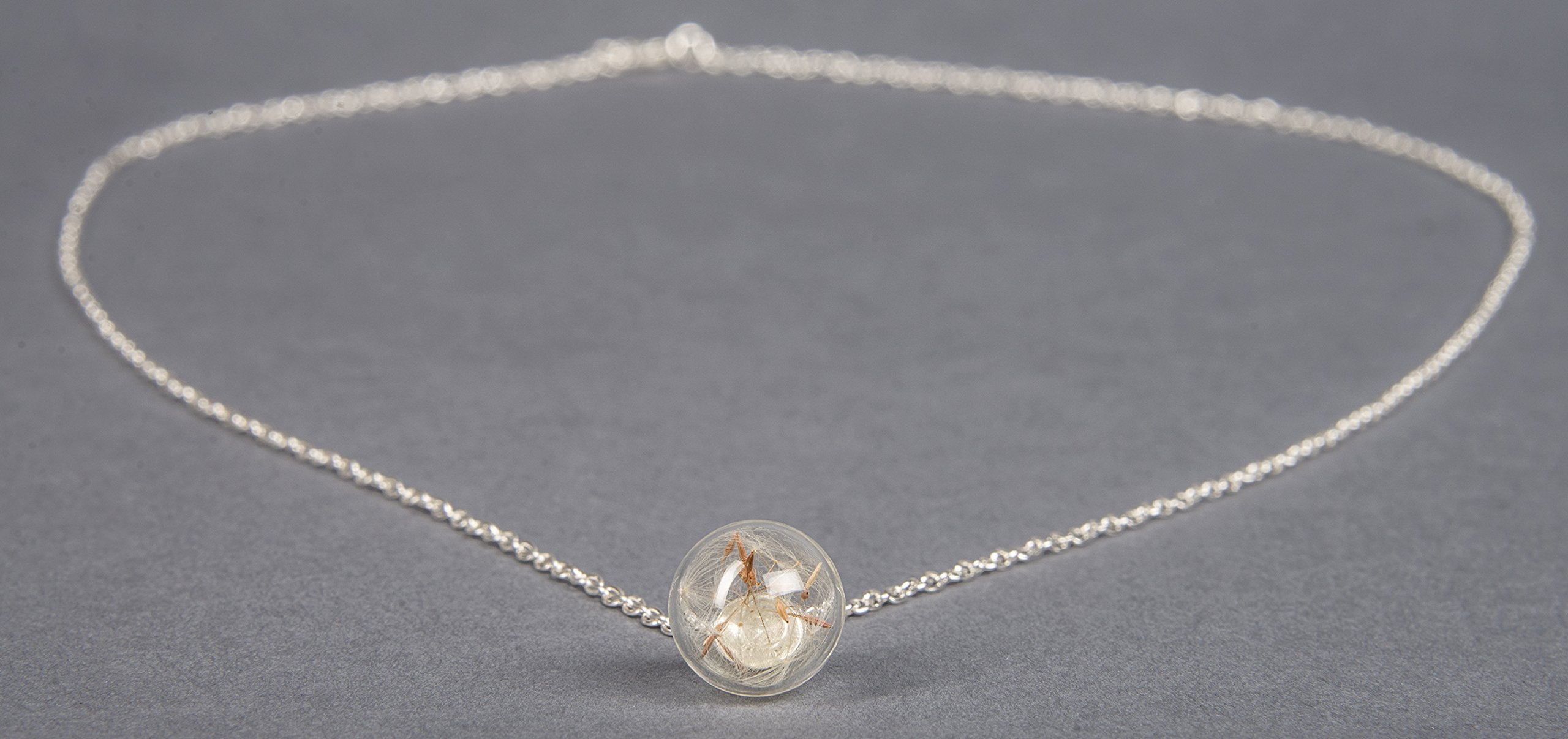 Dorinta HandmadeBirthday Card Necklace Wishes Real Dandelion Wish Seeds Necklace Make a Wish on Dandelion Seeds in Hand Blown Glass Globe. Gift Box included. By Dorinta
