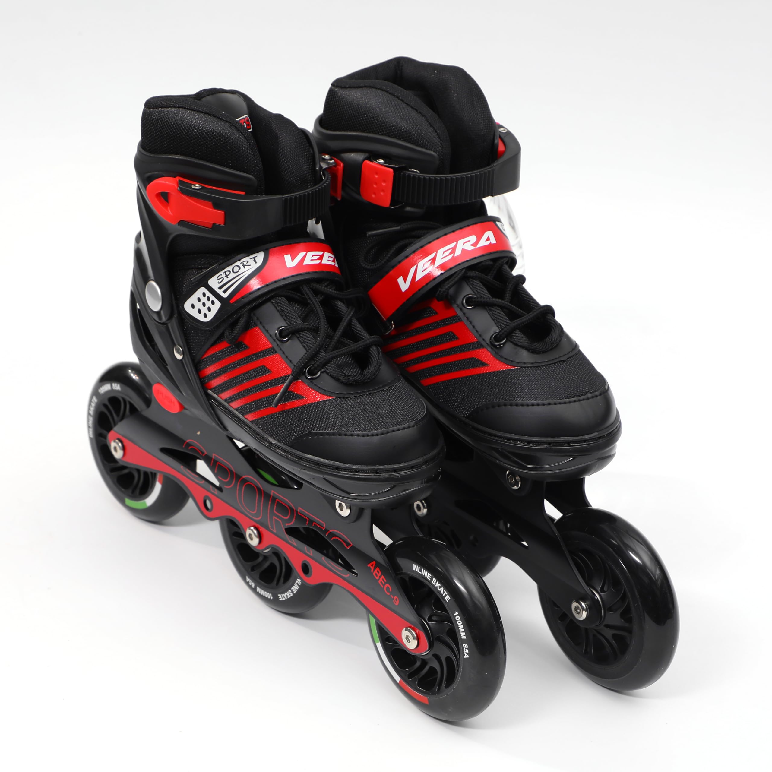 Veera Medium Size Inline Skates | 3 Wheels Adjustable Skating Shoes for Unisex Kids | 100 mm PU Wheels with ABEC-9 Bearing | Age Group 11 to 14 Years | Red (B0D8Y2ZGLY) Amazon Price History, Amazon Price Tracker