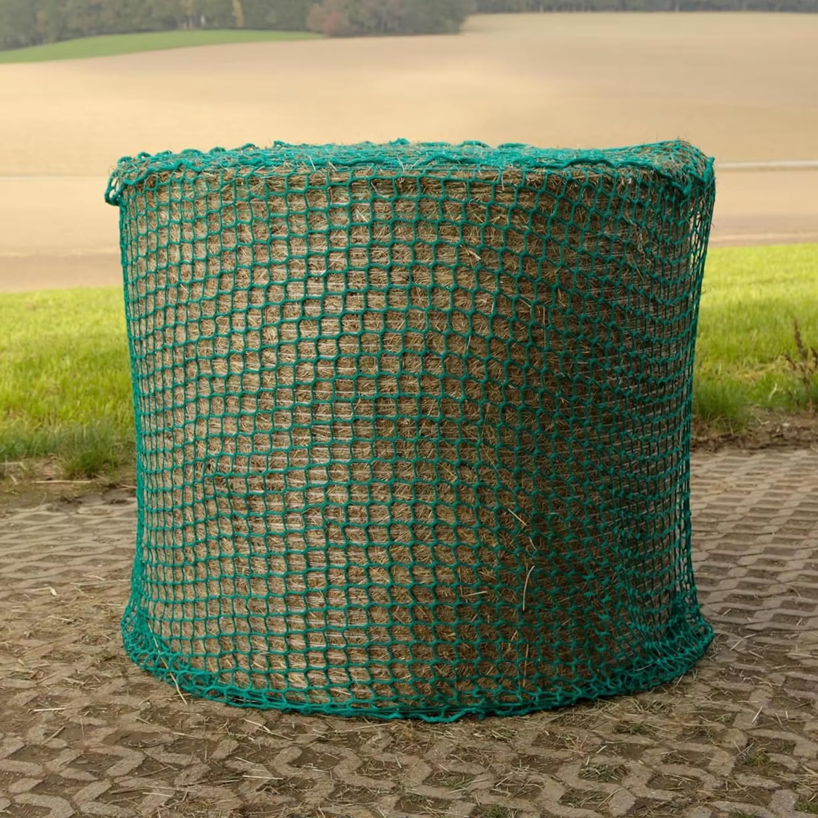 Rete per fieno con balle rotonde, diametro 180 x altezza 180 cm, rete per mangimi a maglia stretta, 4,5 cm, stabile rete per cavalli, lunga durata per prolungare il tempo di mangiare (rotondo)