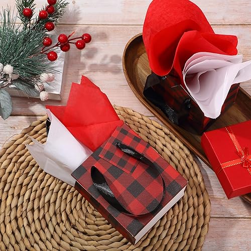 Miniatura 4 de Tenare 12 bolsas pequeñas de regalo para el día de la madre, mini bolsas de papel metálicas con etiqueta de asa y pañuelo, bolsa envolvente para