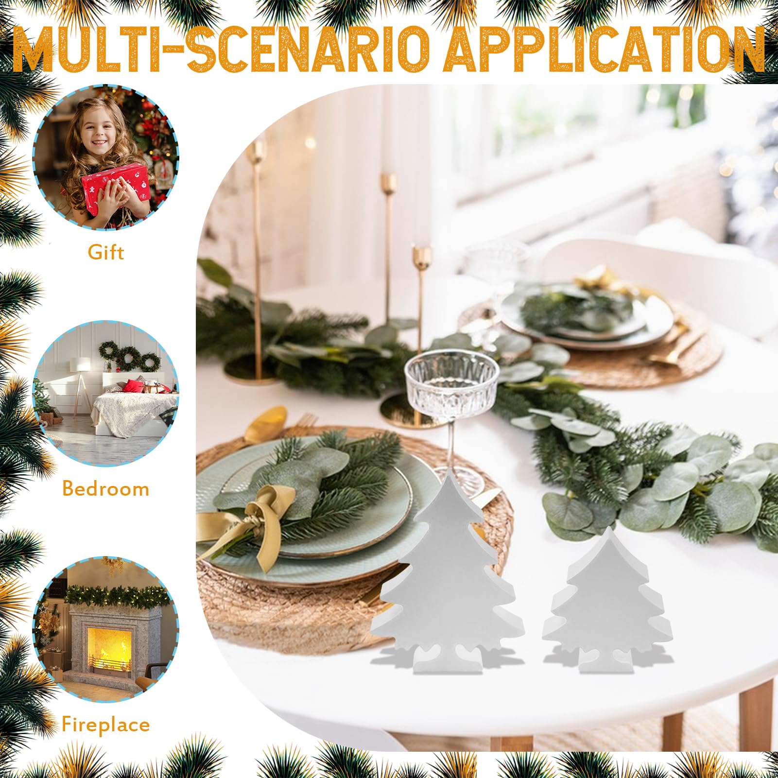 Siliconen gietvormen Kerstmis, 3 stuks siliconen vorm, kerstboom, siliconen vorm, dennenboom, gips om te gieten, gietvormen, siliconen kerstboom, siliconen vormen, Kerstmis voor kaarsen, gips (A