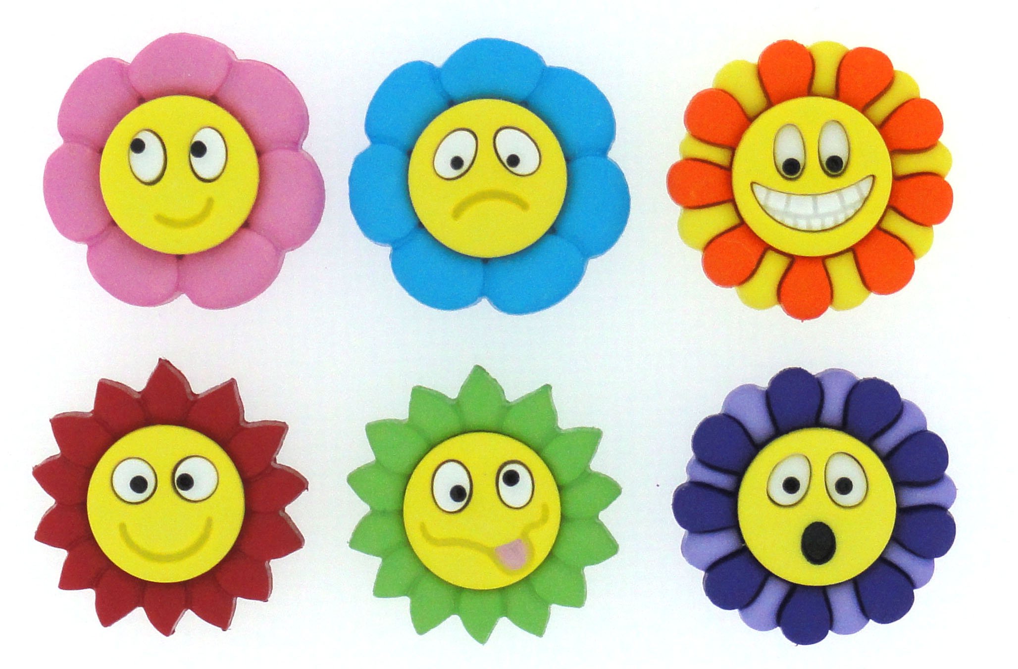 Dress it Up "How U Doin Button, Plastic, Multi-Colour, 23 mm, 6-Piece
