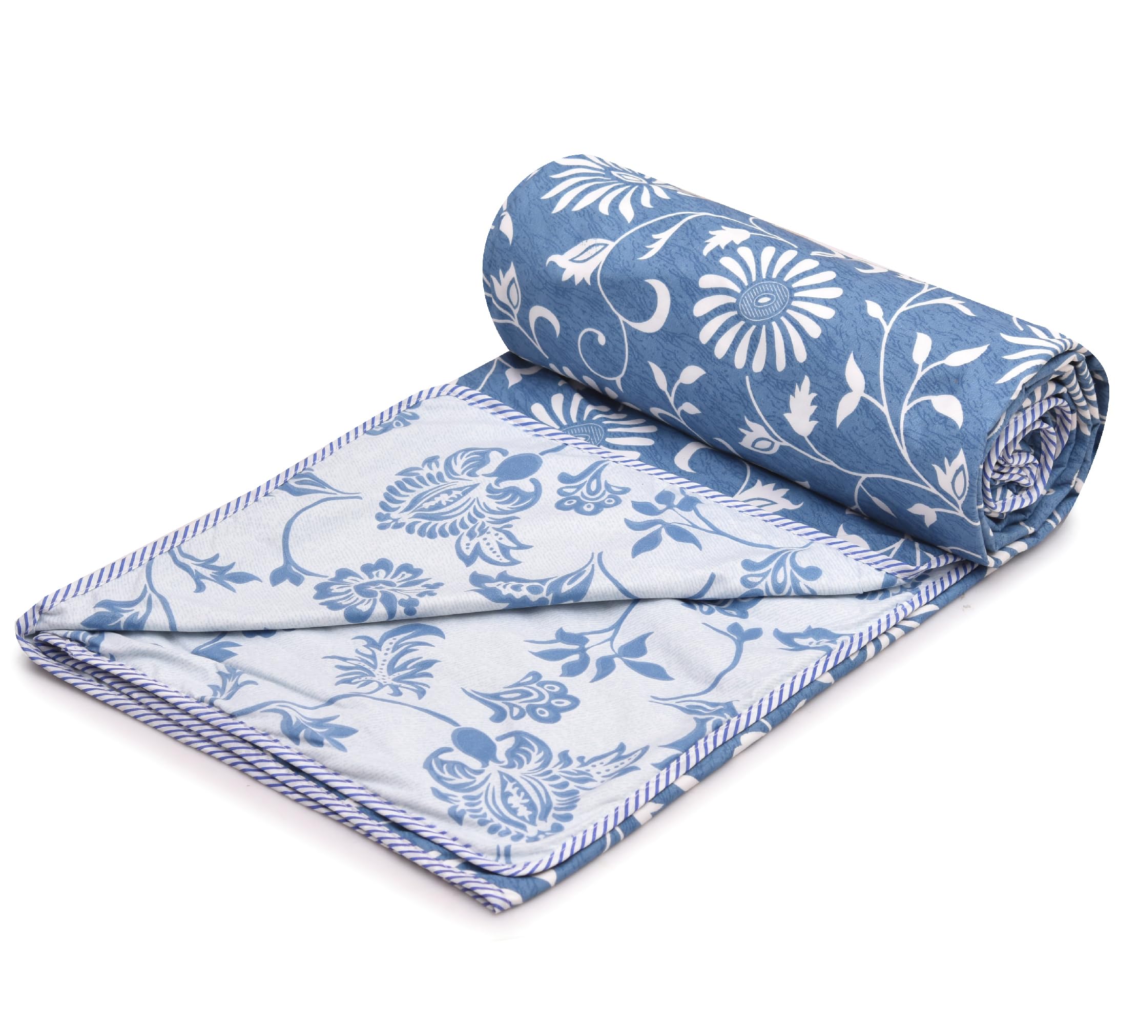 COZY FURNISH Super Soft Double Bed Dohar 84x96 Inches, Brushed Microfiber Cotton AC Blanket, Lightweight Flannel Throw, Lahariya Fabric Edging, Summer & AC use Mild Winter, Machine Washable-image-2