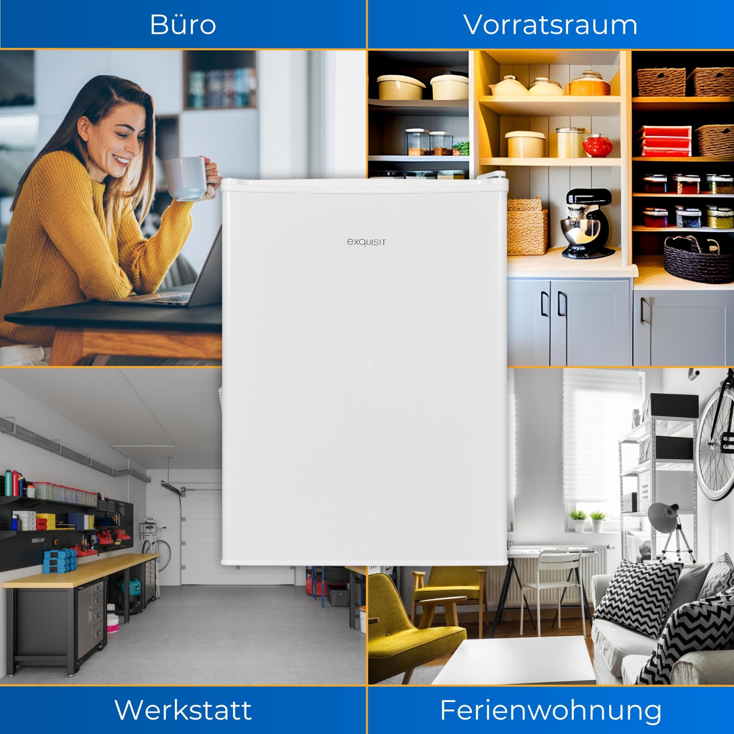 Exquisit Mini Kühlschrank KB60-V-090E weiss 52 l LED-Innenbeleuchtung Glasablagen 45cm