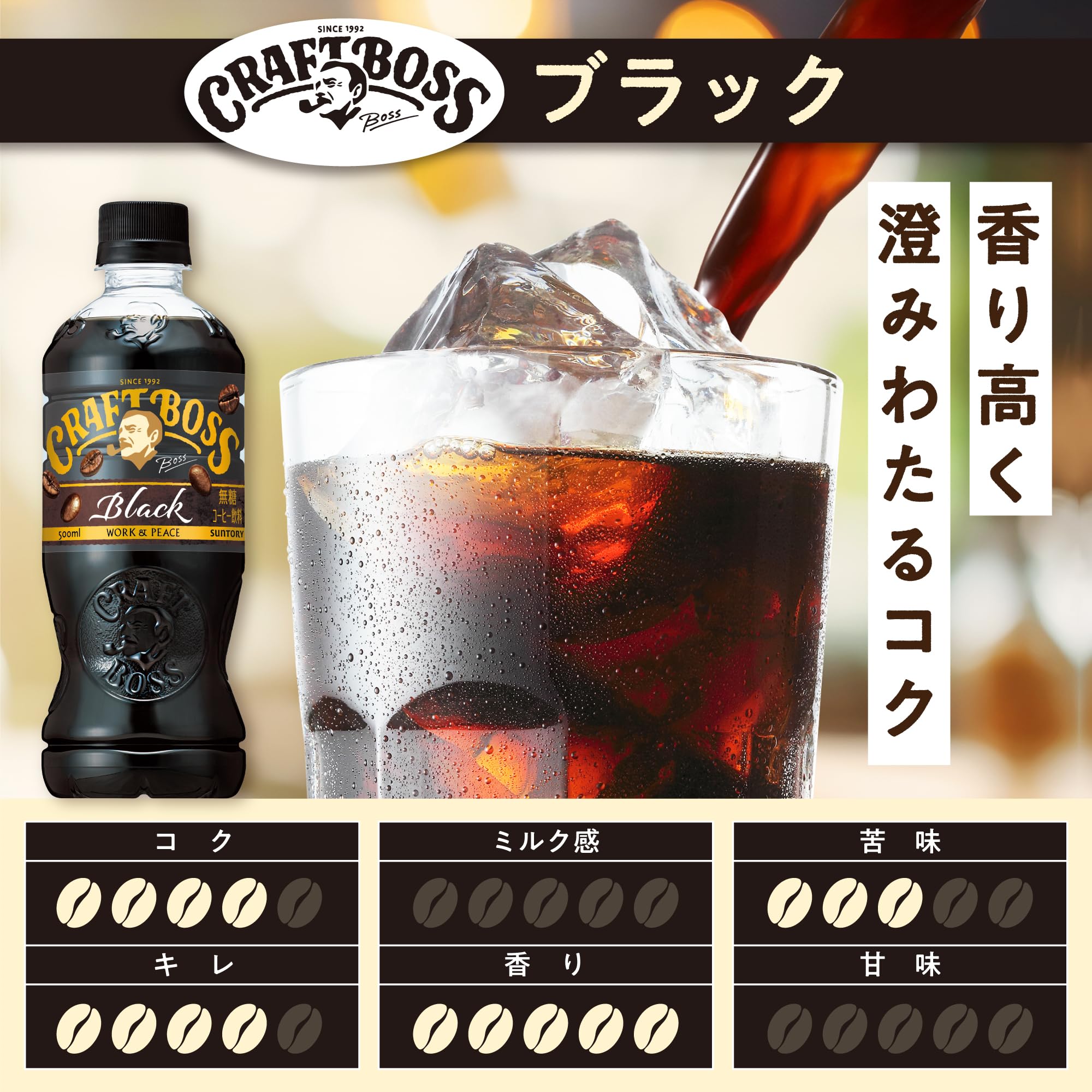 Amazon.co.jp: Suntory Coffee Craft Boss Sugar-Free Black 500ml x