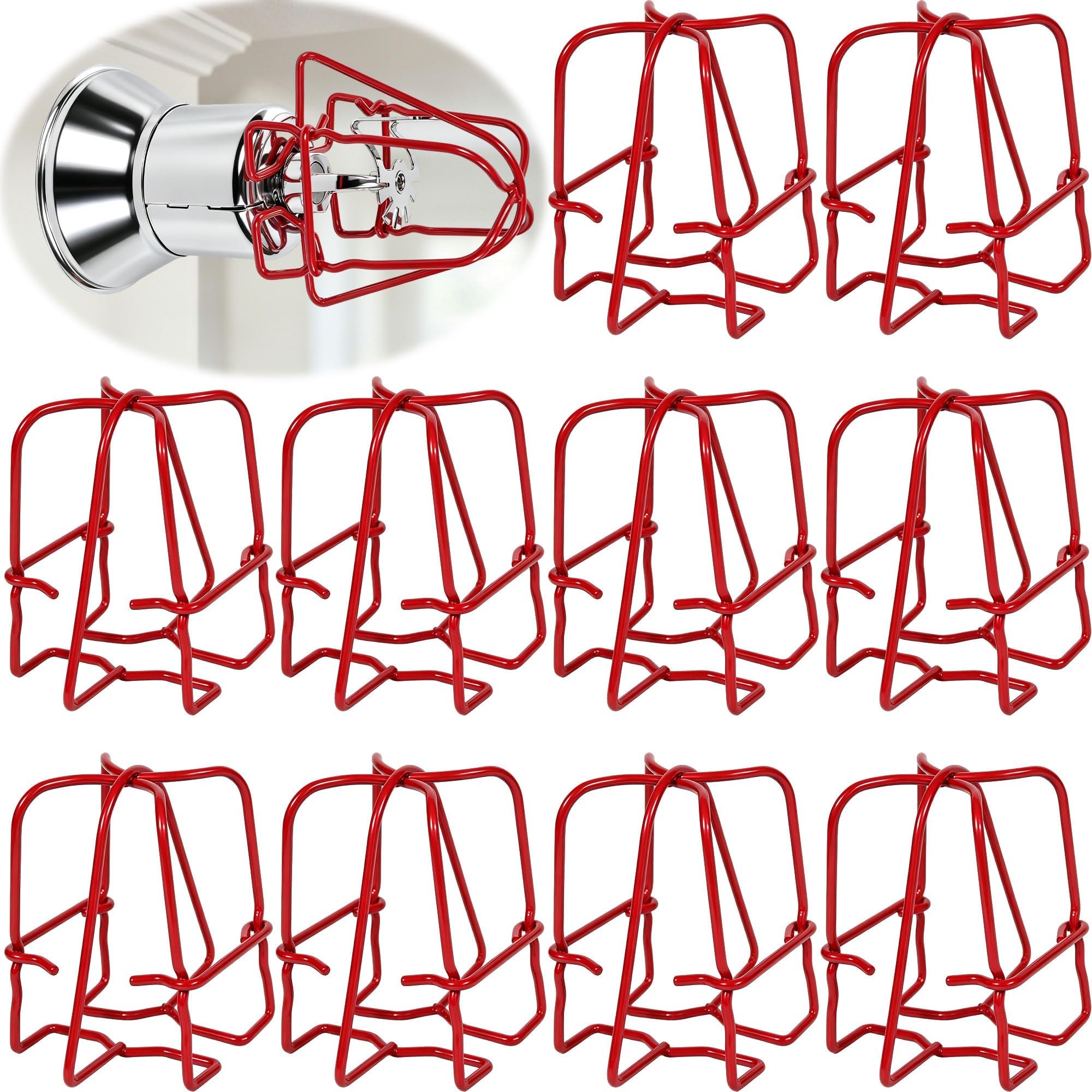 (10 Pack) TunaMax 1/2" Fire Sprinkler Head Cage Guard Protector Cover for Protecting Side Wall & Pendent & Upright Sprinkler Heads Red Fire Sprinkler Covers for Ceiling Mount Indoor Inside