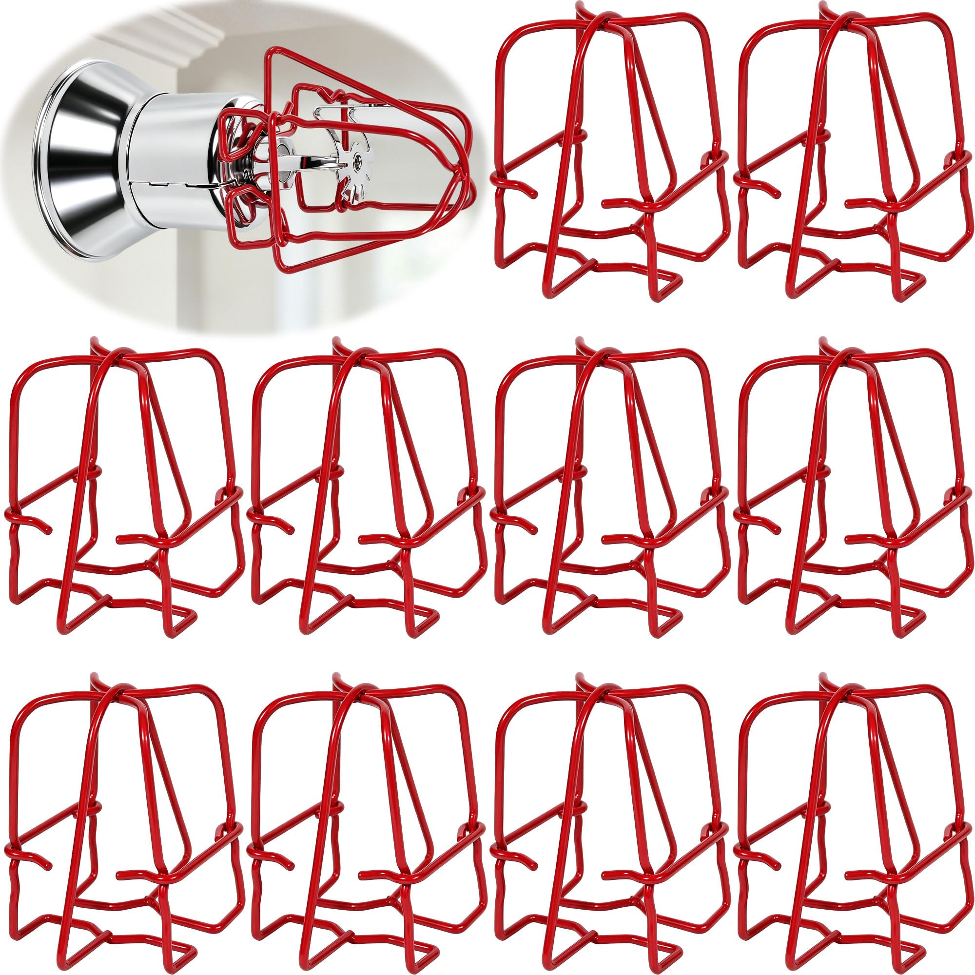 Photo 1 of (10 Pack) TunaMax 1/2" Fire Sprinkler Head Cage Guard Protector Cover for Protecting Side Wall & Pendent & Upright Sprinkler Heads Red Fire Sprinkler Covers for Ceiling Mount Indoor Inside